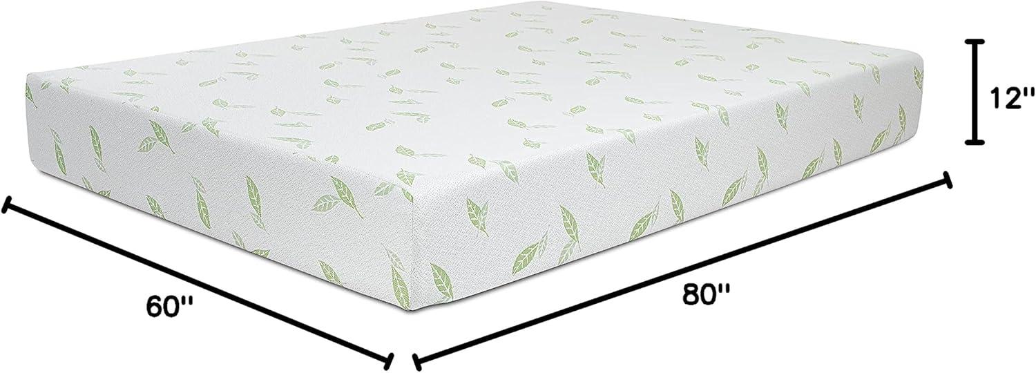 Anula, 12" Green Tea Memory Foam Mattress, Bed in a Box