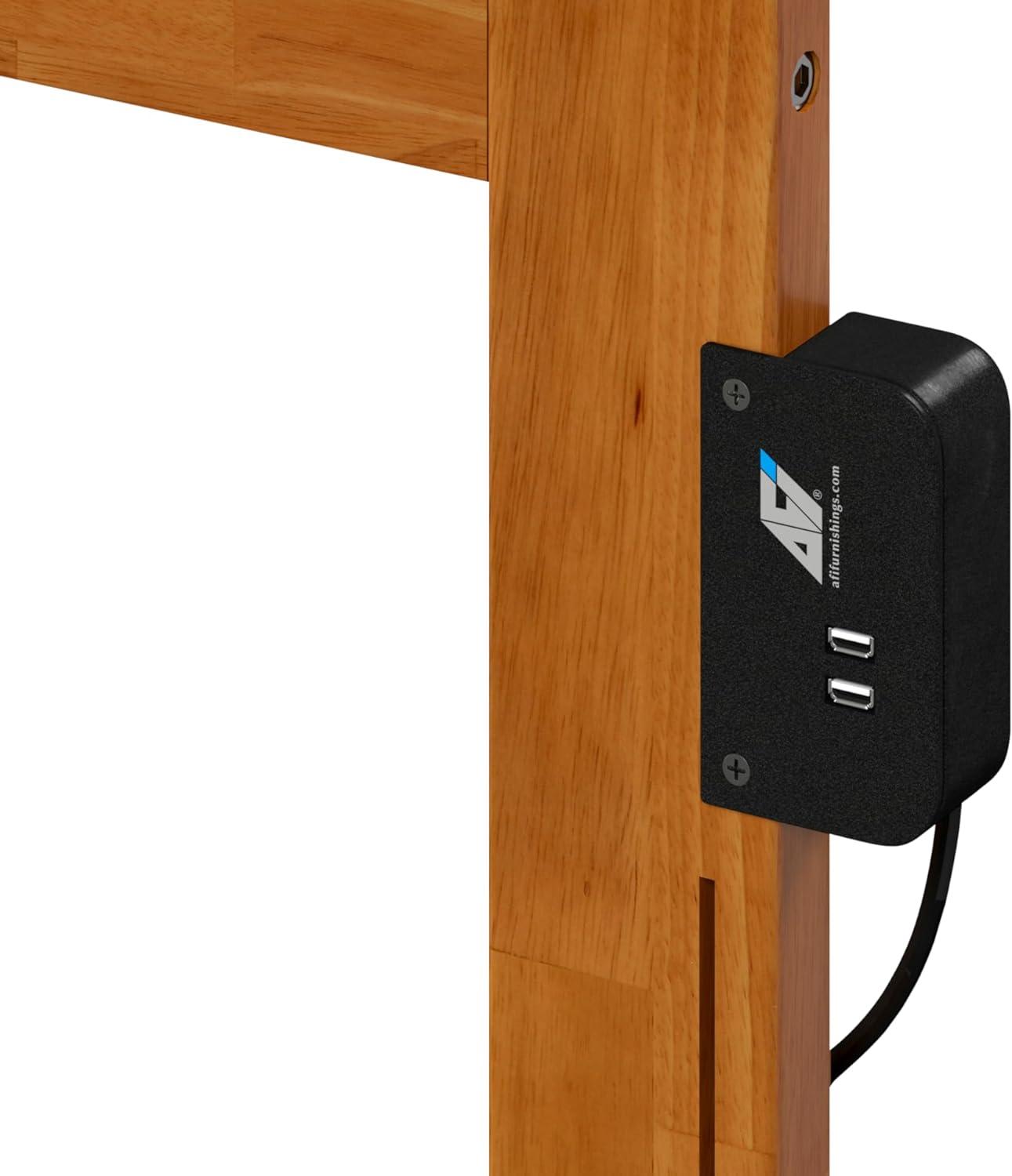 Madison King Light Toffee Solid Wood Panel Headboard with USB Charger