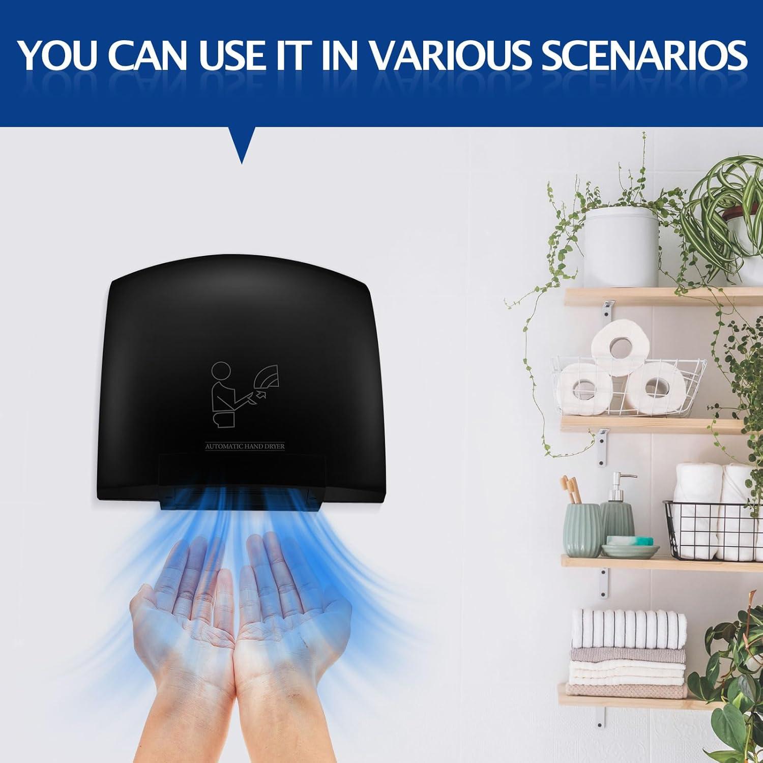 NATIONAL WINDOW 2 Pcs Electric Hand Dryer Commercial Compact Air Wiper Automatic Hand Air Dryer For Dry Machine Wall Business Home Household Restroom Office Mall, 110V,1200W