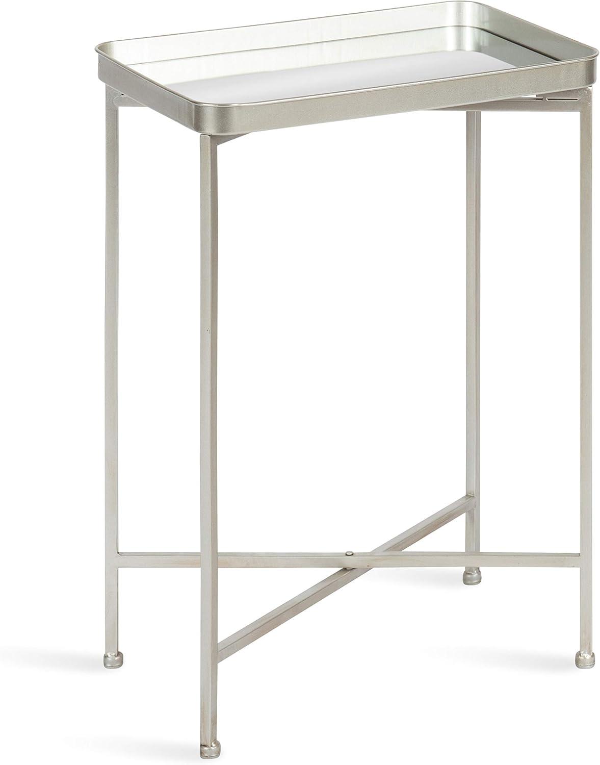 Kate and Laurel Celia Rectangle Metal Side Table, 18x12x26, Silver