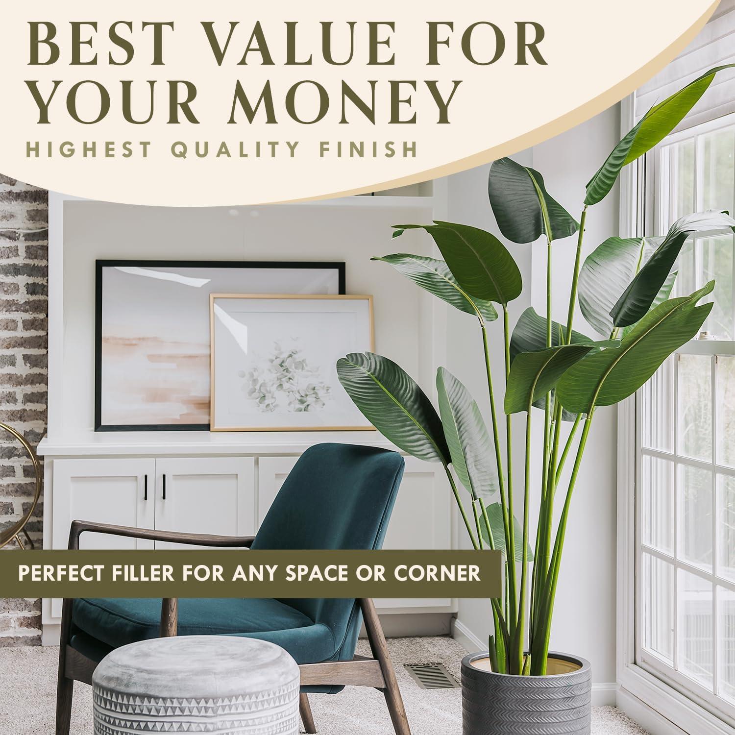 Bagari One 5 Foot Artificial Silk Bird of Paradise Palm Tree Potted Plant