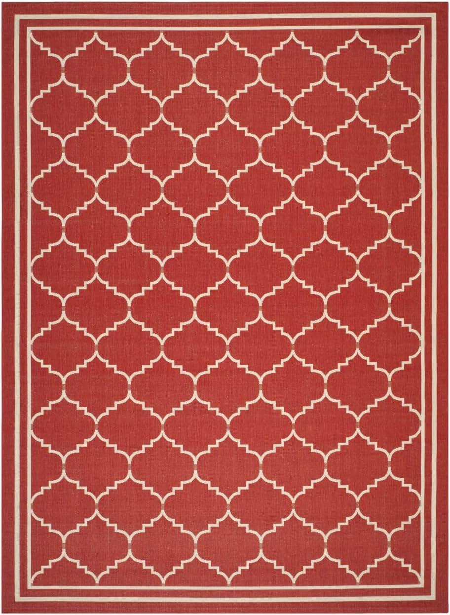 SAFAVIEH Courtyard Amy Geometric Indoor/Outdoor Area Rug, 9' x 12', Red/Beige