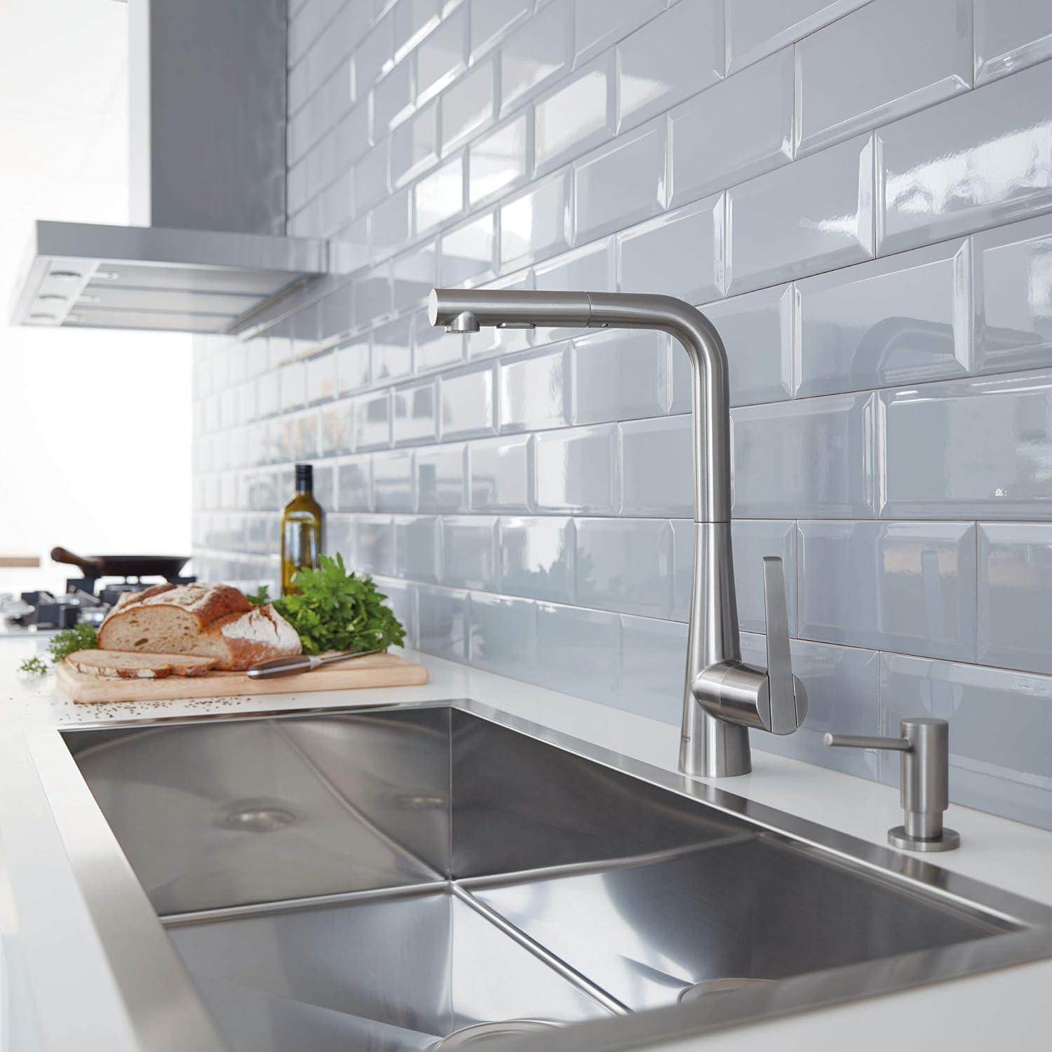 Zedra Pull Out Single Handle Kitchen Faucet With Accessories