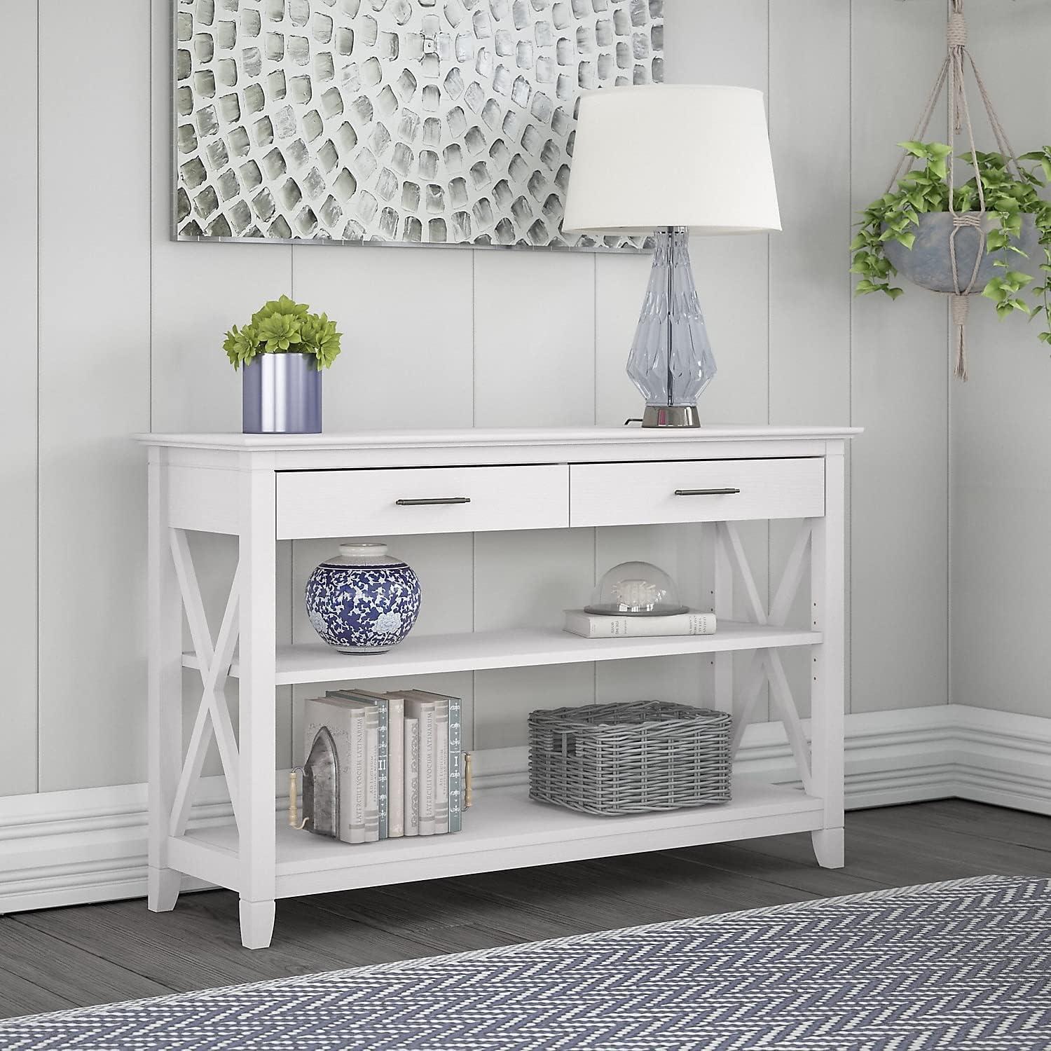 Bush Furniture Key West Console Table, Pure White Oak