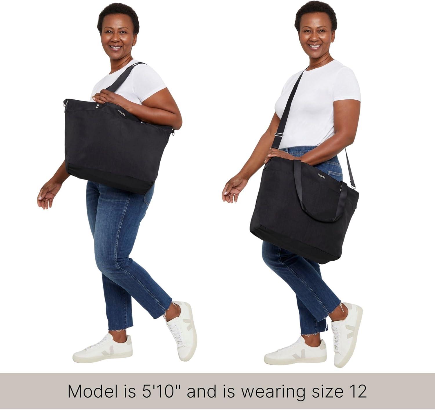 baggallini Women's Large Carryall Tote Bag with Crossbody Strap - FRENCH NAVY