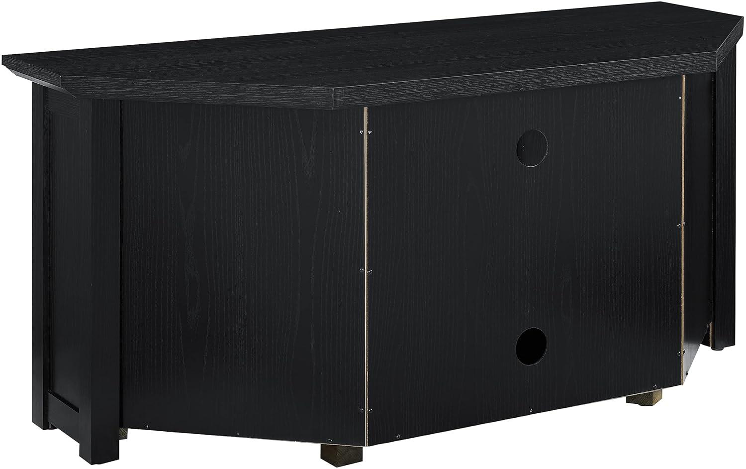 Crosley Camden Corner TV Stand for TVs up to 50" with Fireplace Black : Mid-Century Modern, Adjustable Shelves, Cable Management