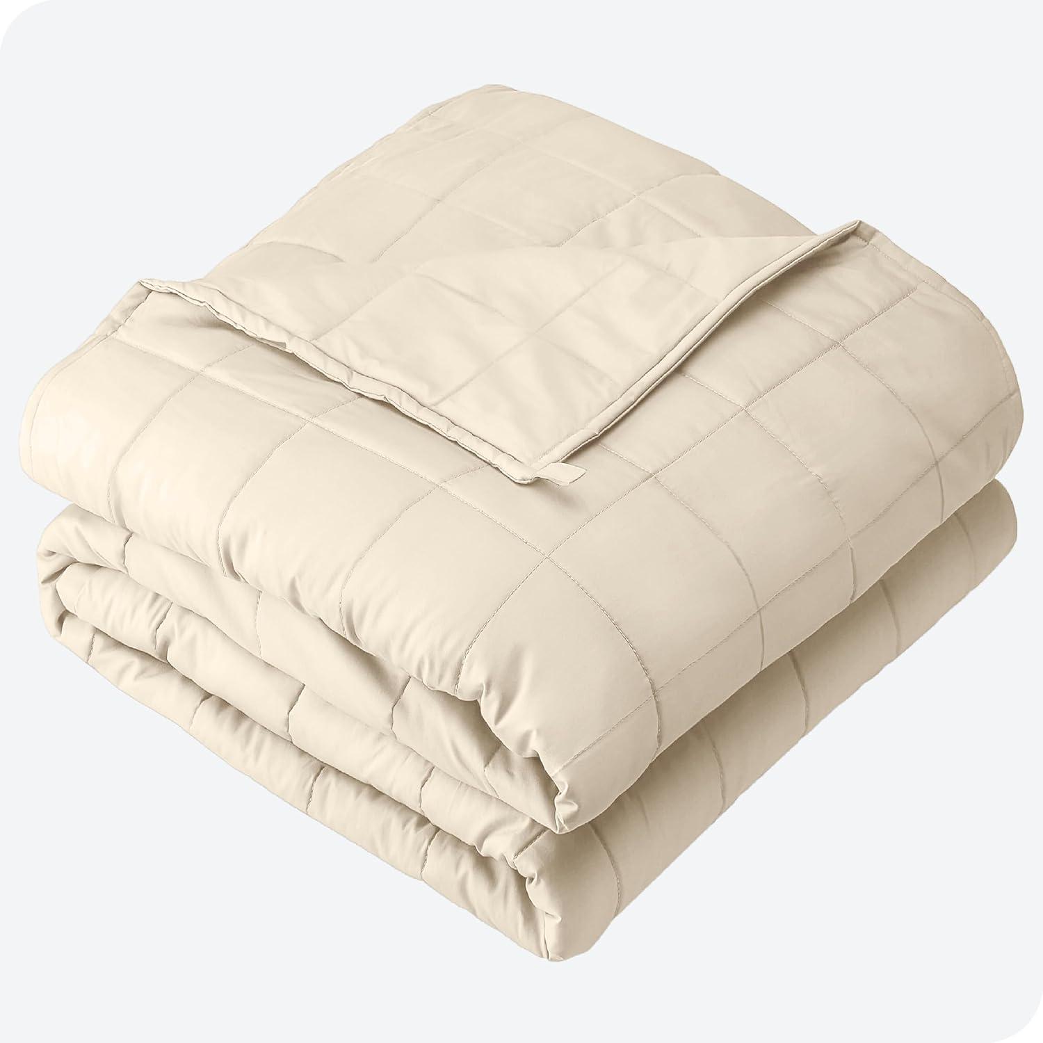 48"x72" Sand Cotton Weighted Blanket with Glass Beads