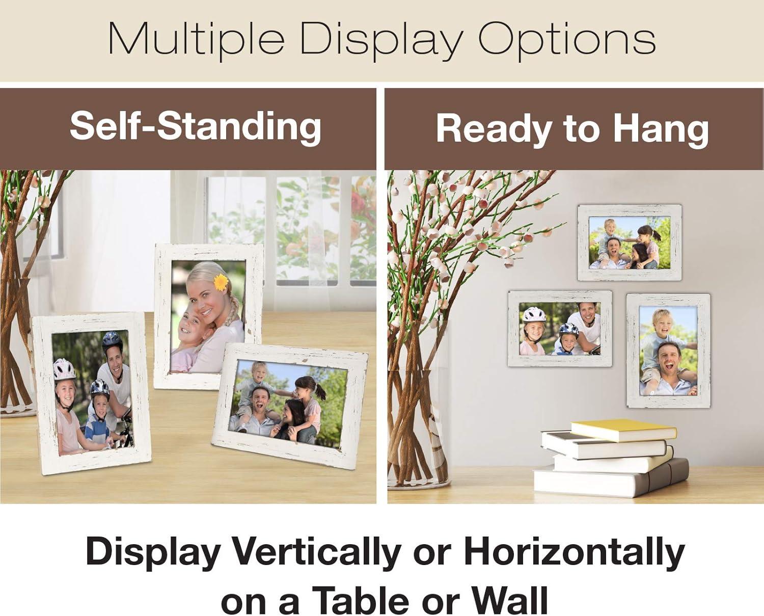 Excello Global EGP-HD-0442 Products Diagonal Collage Picture Frames Hold Three 4"x6" Photos, Wooden Picture Frames, White