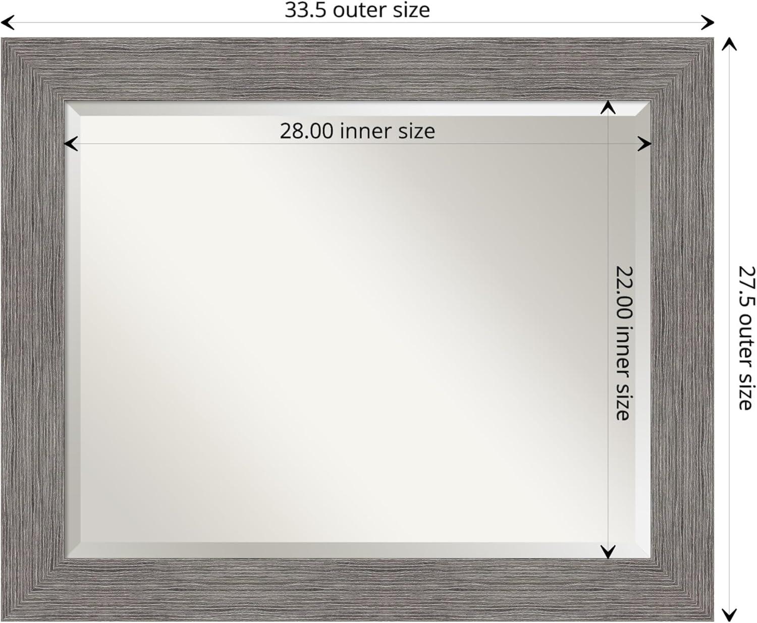 Contemporary Pinstripe Plank 34"x28" Gray Framed Vanity Wall Mirror