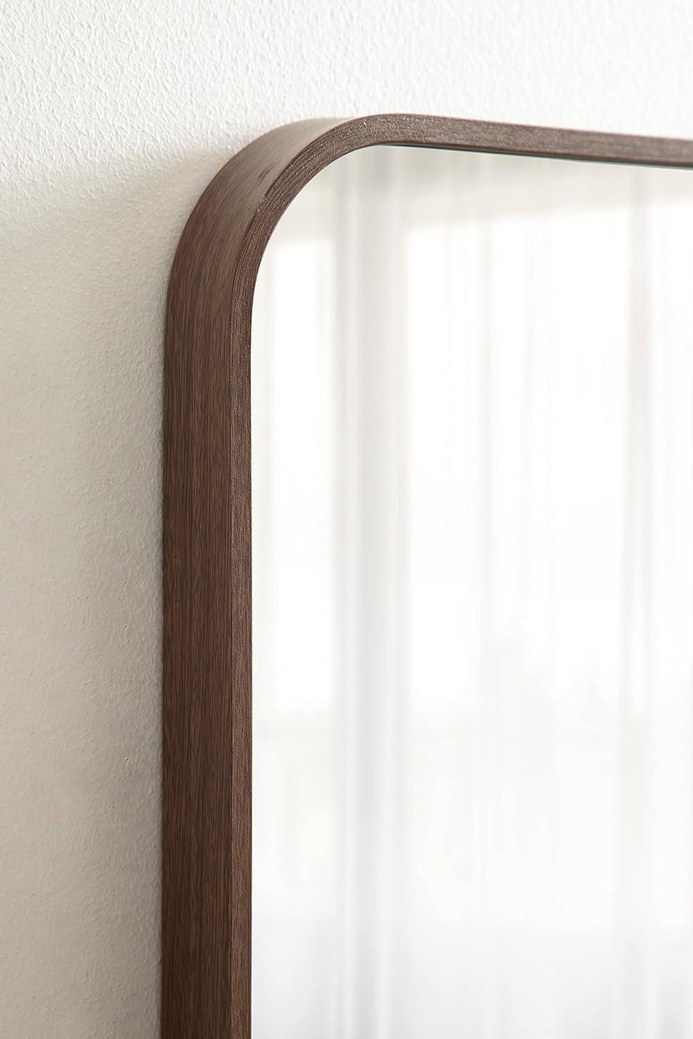 Kate and Laurel Zayda Radius Rectangle Framed Wall Mirror, 24x36, Walnut Brown