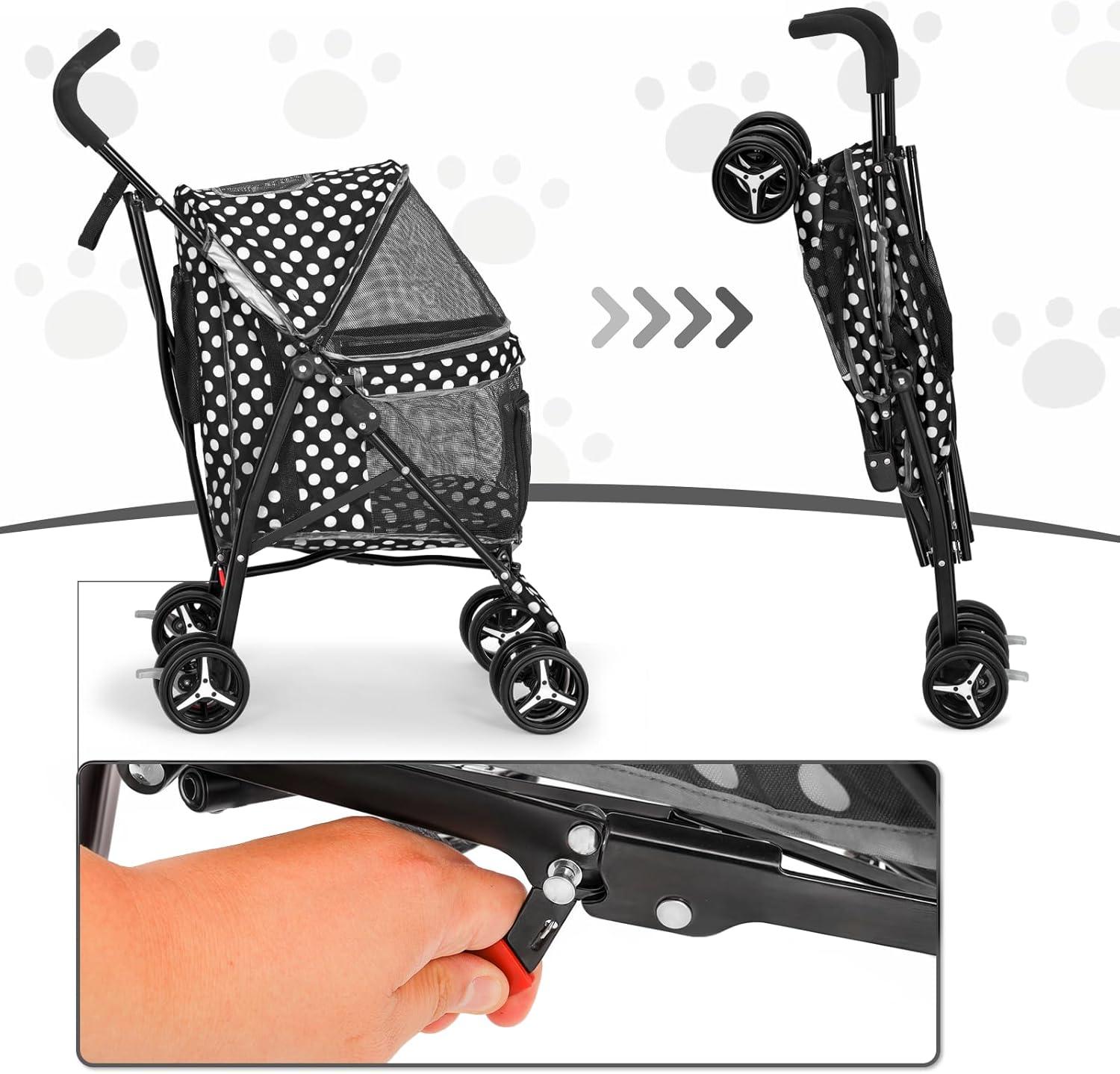 Pet Stoller Dog Cat Stoller Comfortable Lightweight Stroller With Adjustable Canopy