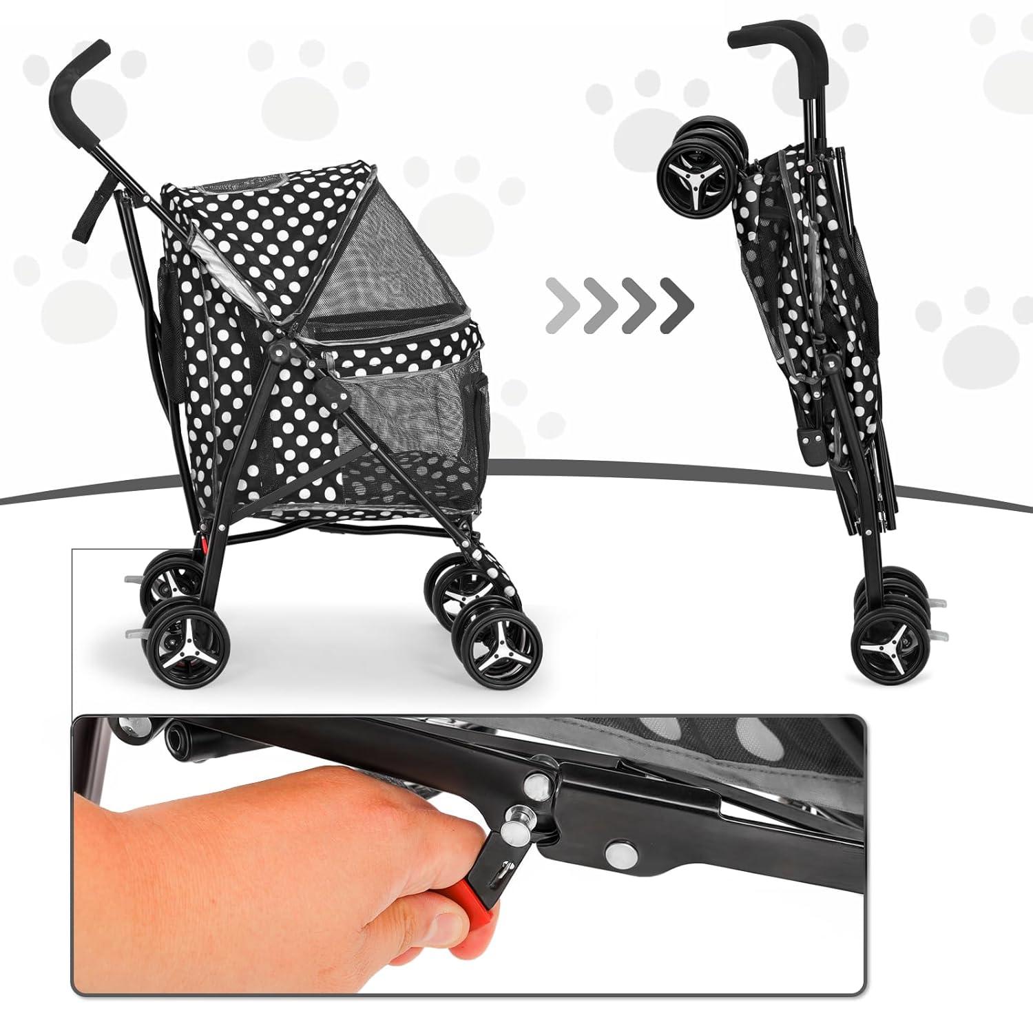Pet Stoller Dog Cat Stoller Comfortable Lightweight Stroller With Adjustable Canopy