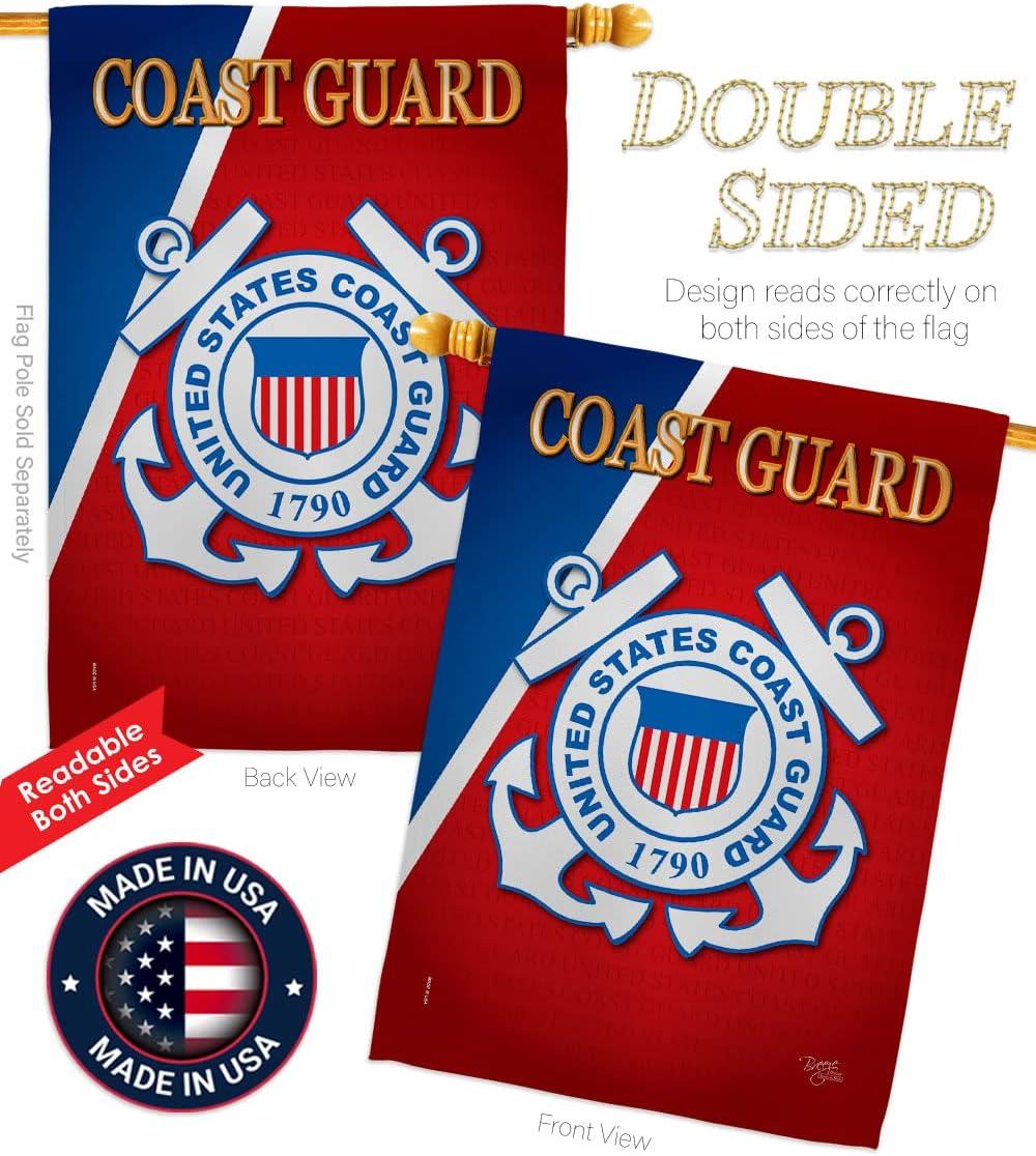 Breeze Decor H108056-BO Coast Guard Americana Military Impressions Decorative Vertical 28" x 40" Double Sided House Flag