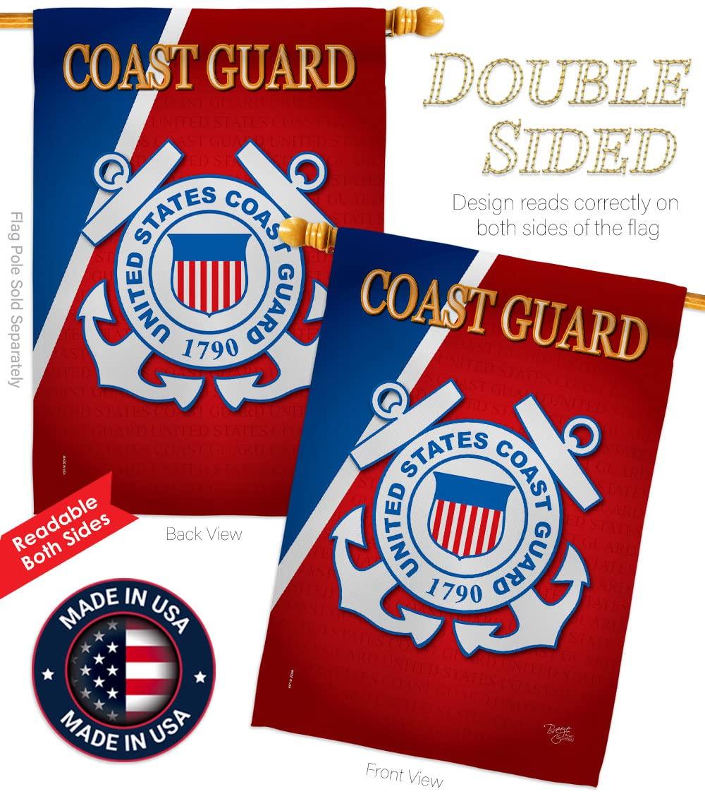 Breeze Decor H108056-BO Coast Guard Americana Military Impressions Decorative Vertical 28" x 40" Double Sided House Flag