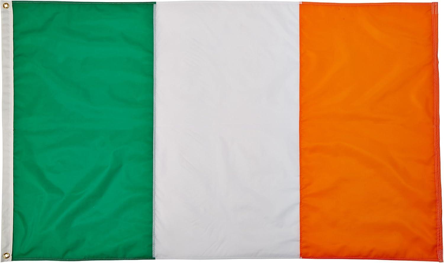 3x5 Irish Tricolor Polyester Flag with Brass Grommets