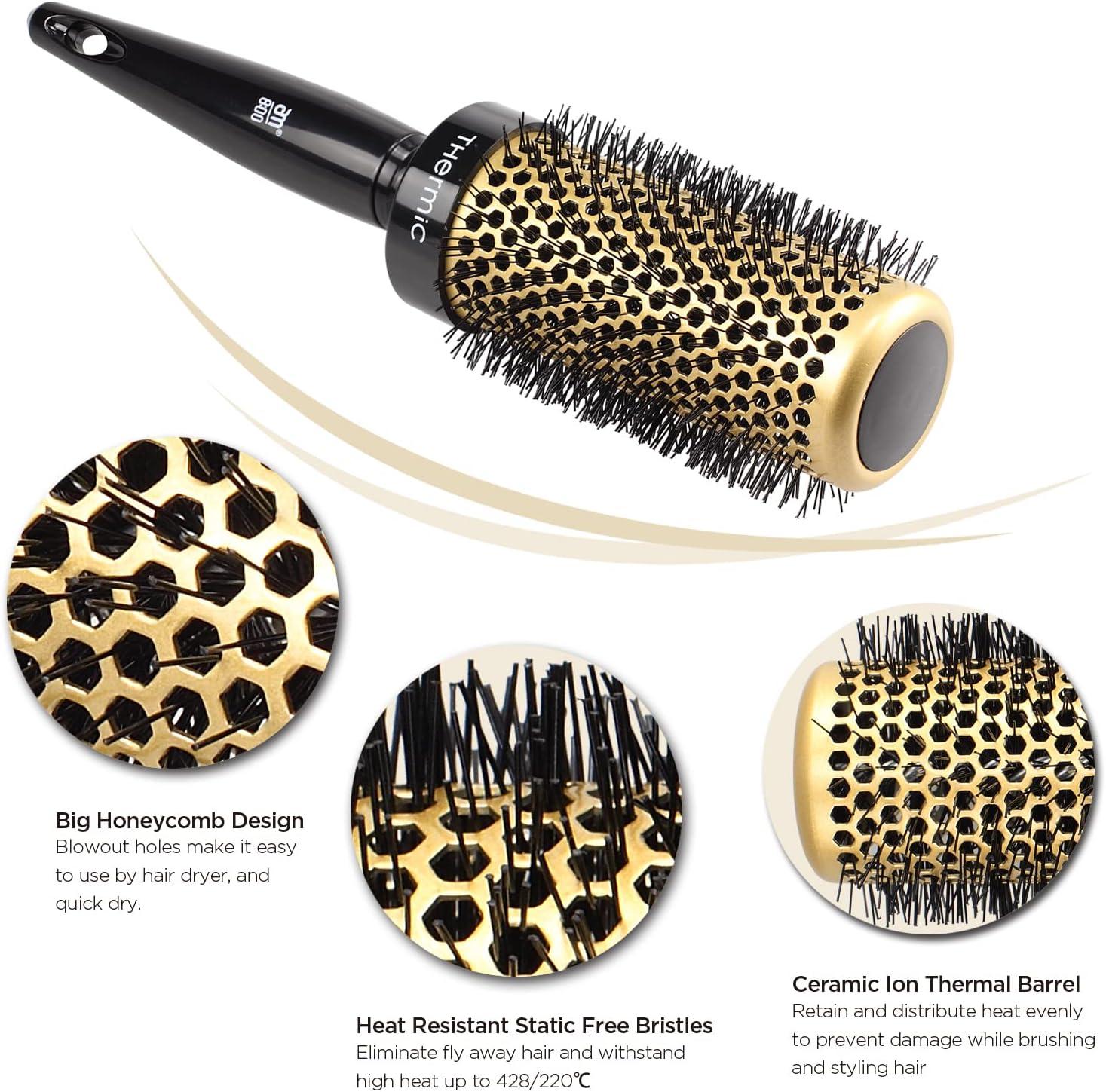 Black Ceramic Round Hair Brush Set with Nylon Bristles