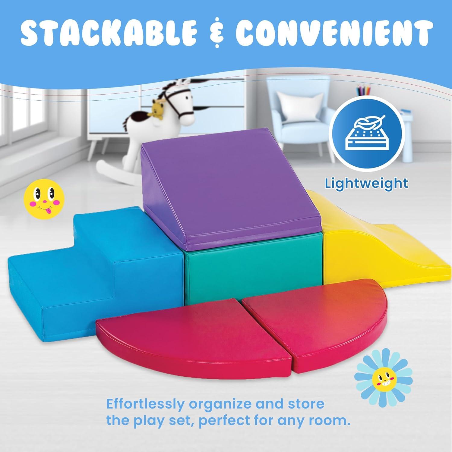 New Bounce Curved Corner Climber Ser - 6 Piece Climbing Set for Toddlers and Babies