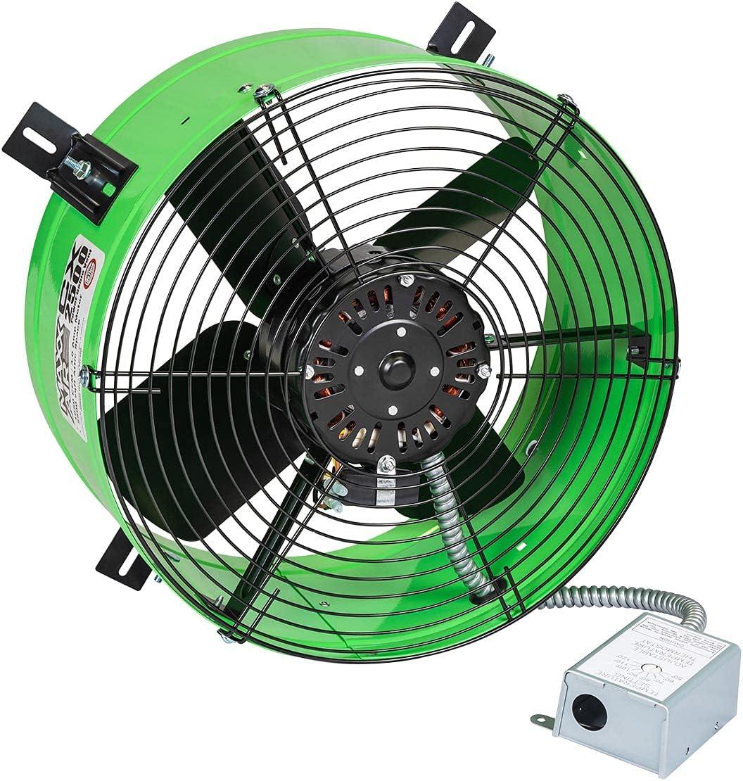 Green Galvanized Steel 15-Inch Gable Mount Attic Fan