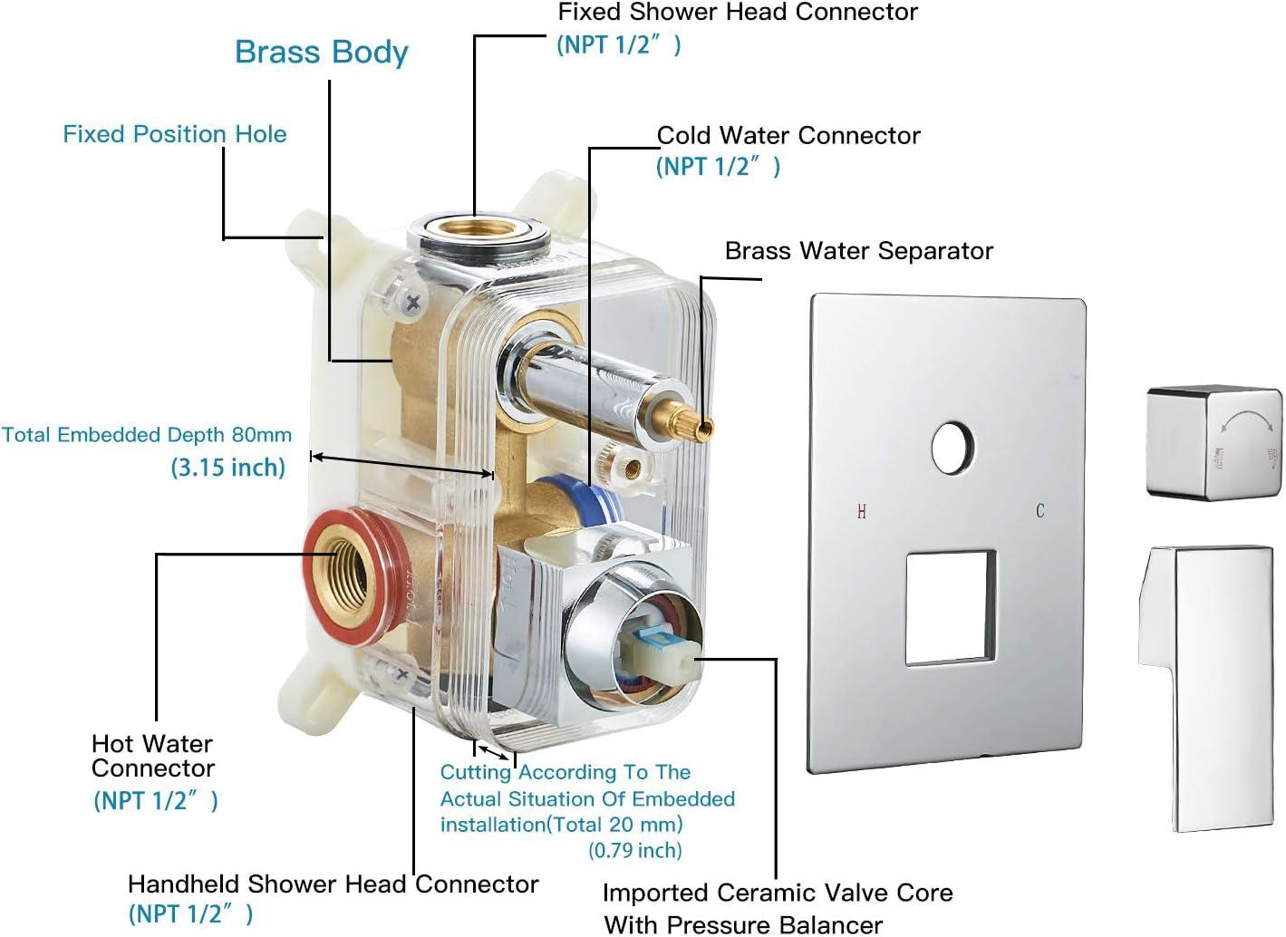 10-Inch Polished Chrome Square Rain Shower System with Handheld