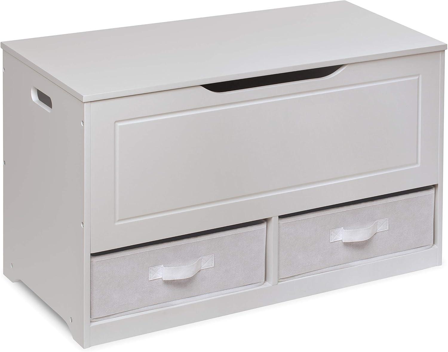 Badger Basket Up and Down Toy and Storage Box and Bench with Two Baskets - White