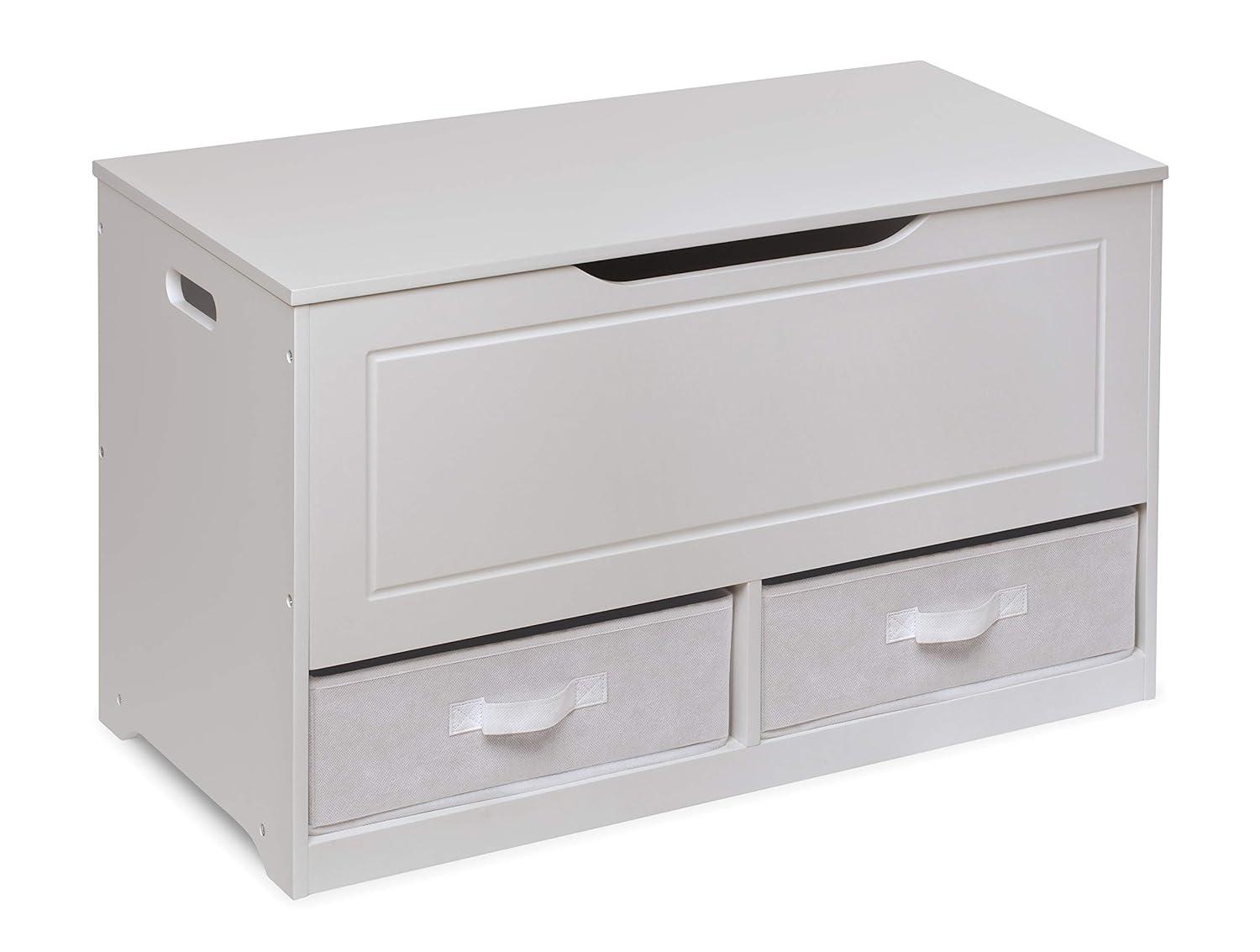 Badger Basket Up and Down Toy and Storage Box and Bench with Two Baskets - White