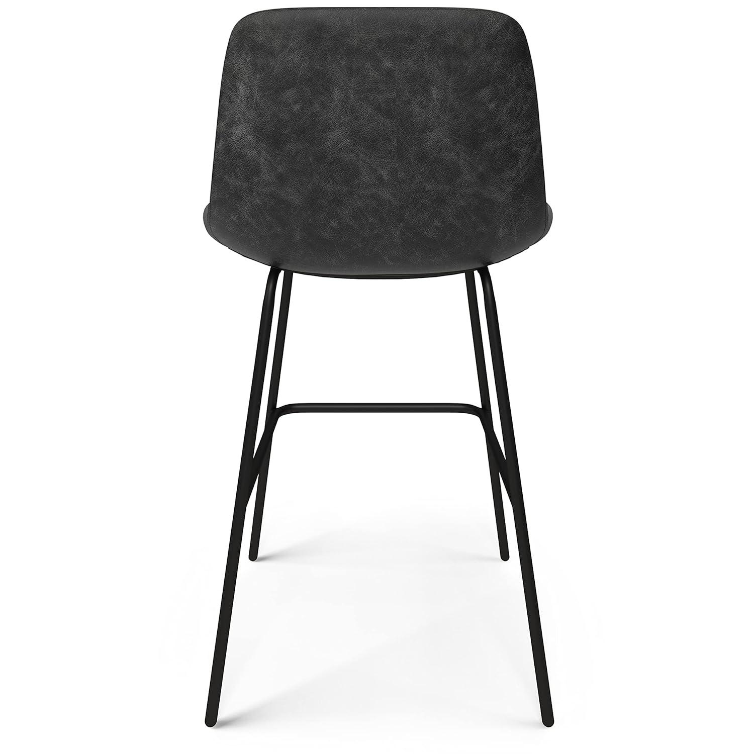 Simpli Home Jolie Upholstered Vegan Faux Leather Contemporary Counter Stool with Padded Bucket Seat and Footrest (Set of 2)