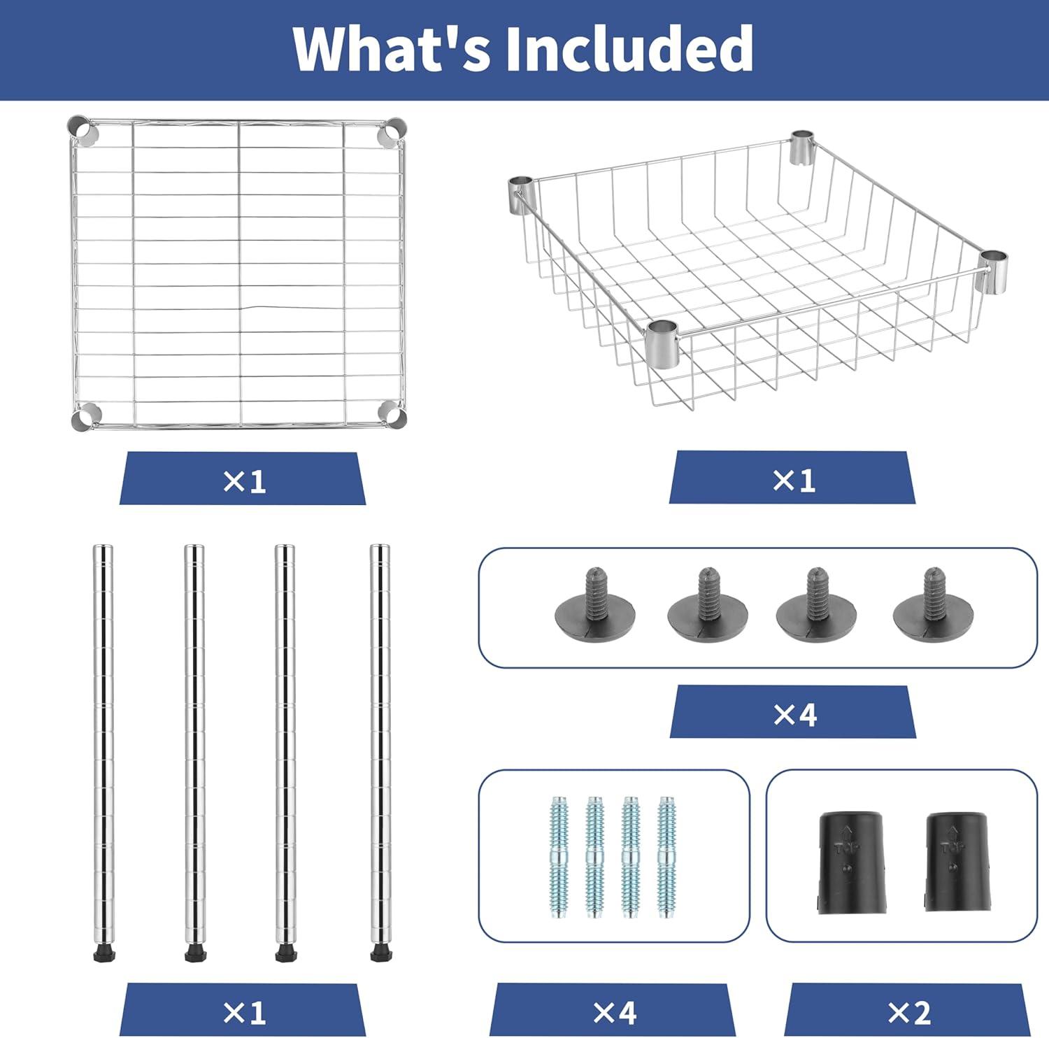 Chrome 2-Tier Adjustable Wire Metal Stackable Storage Unit