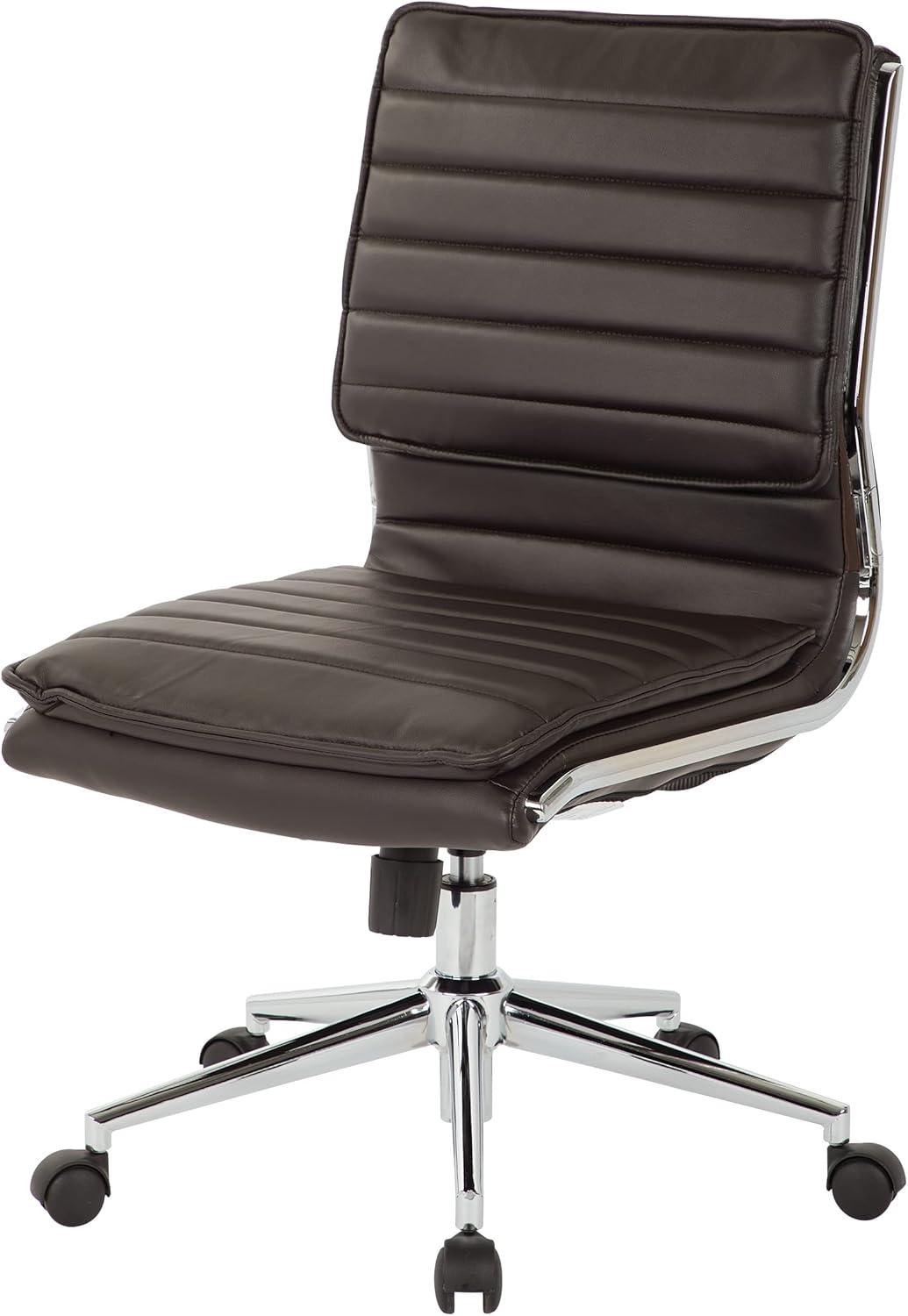 Espresso Executive Swivel Office Chair with Leather and Metal Base