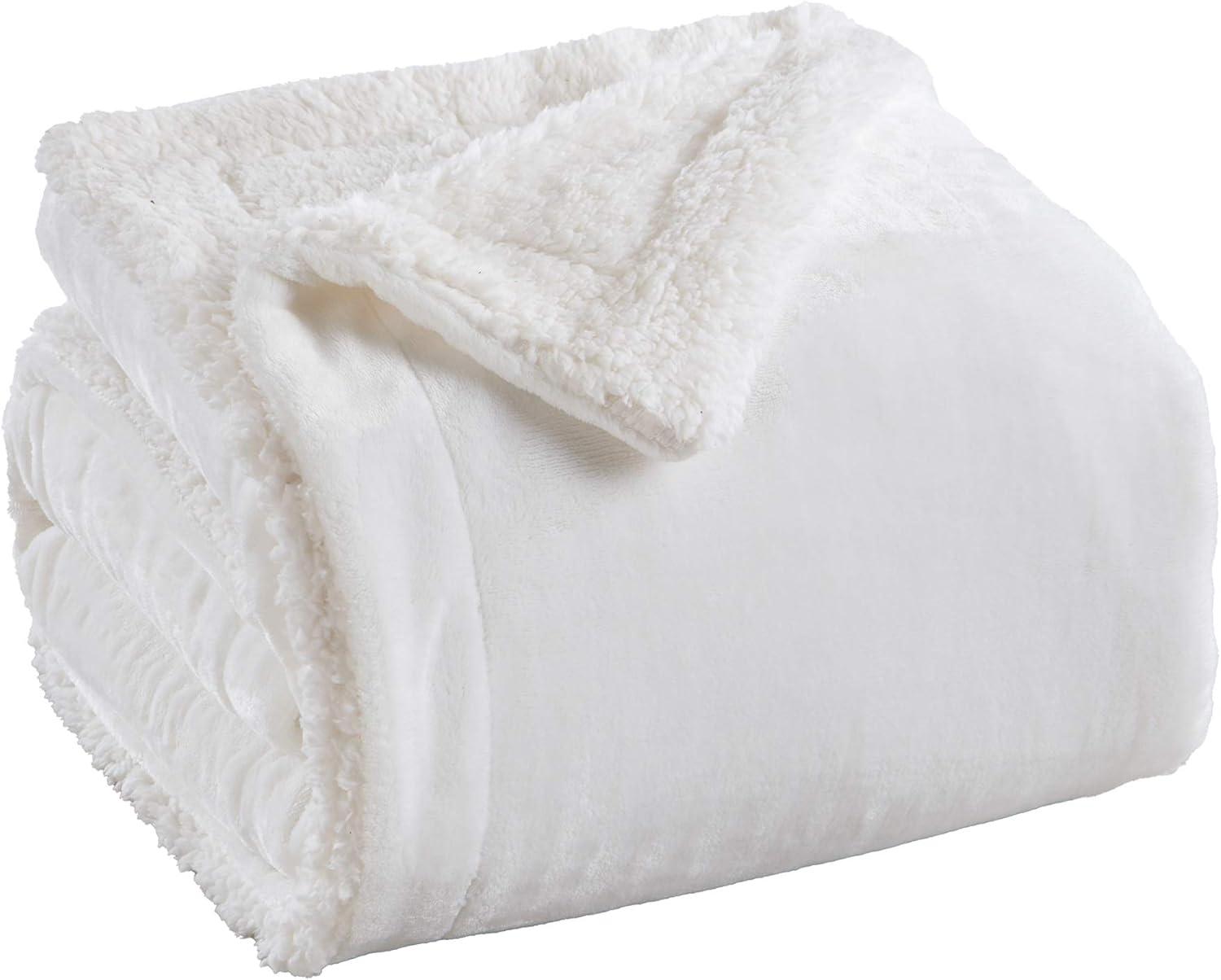 Twin Optic White Fleece Sherpa Reversible Blanket