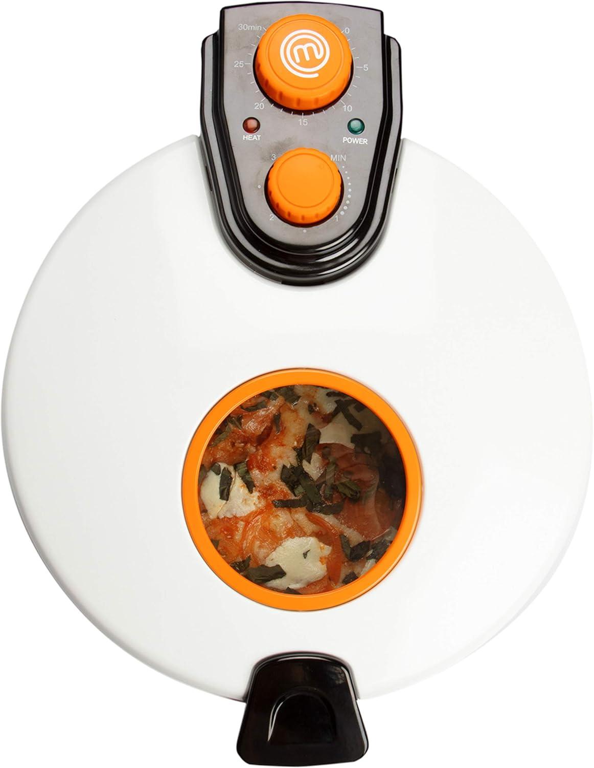 MasterChef Electric 12" Pizza Maker- Cook Homemade Calzones, Quesadillas & Cookies! Rotating Nonstick Plate for Even Baking- Adjustable Temp Control for Crispy Crust- Indoor or Outdoor Parties & Gifts