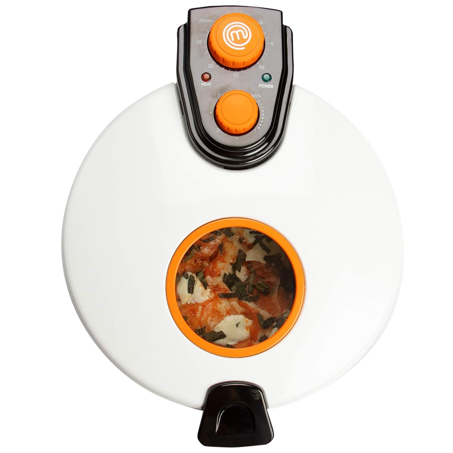 MasterChef Electric 12" Pizza Maker- Cook Homemade Calzones, Quesadillas & Cookies! Rotating Nonstick Plate for Even Baking- Adjustable Temp Control for Crispy Crust- Indoor or Outdoor Parties & Gifts