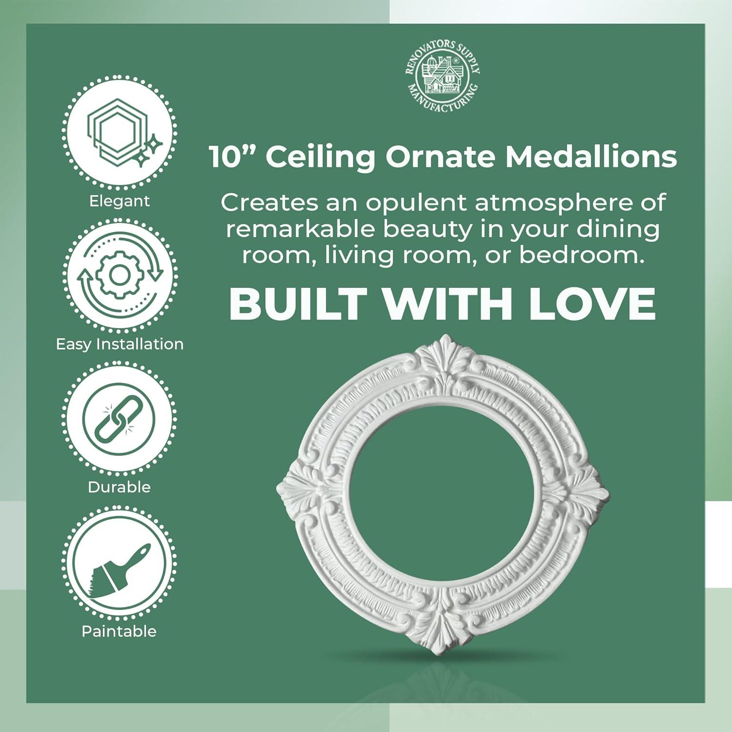 White Ceiling Medallion Urethane Recessed Trim 6" ID X 10" OD