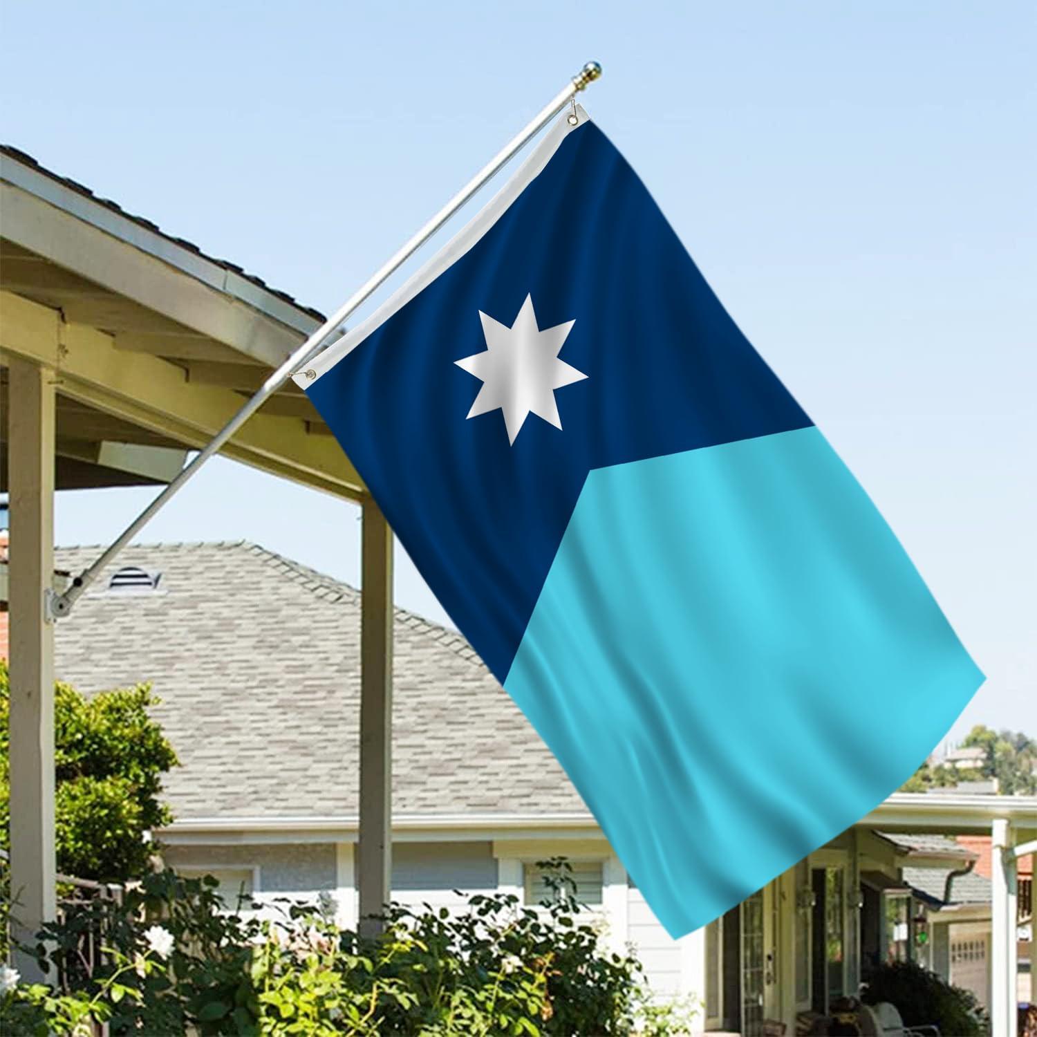 New Minnesota State Flag 3x5 Outdoor MN Flag 2 Rows Stitched Edge Canvas Header with 2 Brass Grommets