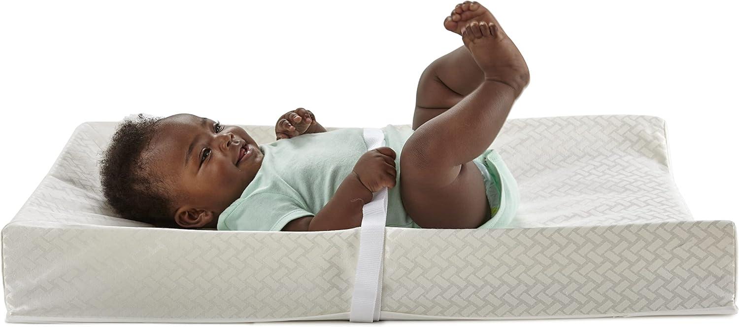 Sealy Baby Sealy Baby Cotton Comfort Waterproof 3-Sided Contoured Baby Diaper Changing Pad for Dresser or Changing Table, Baby Changing Pad - White, 32” x 16”