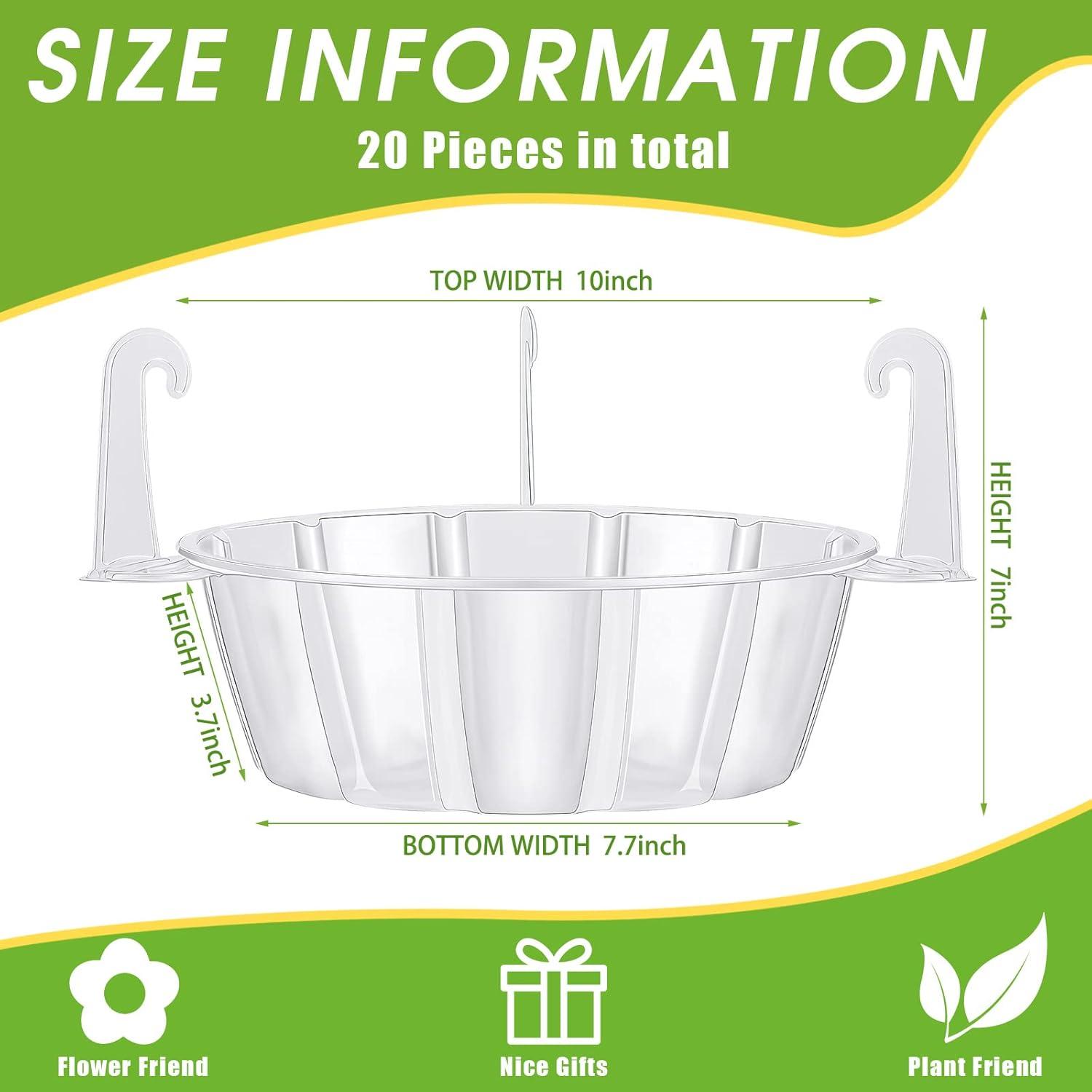 Arlmont & Co. 20 Pcs Hanging Plant Drip Trays Hanging Basket Water Catcher Plant Saucer Drip Pan Clear Plant Hangers For Hanging Planter Outdoor Indoor