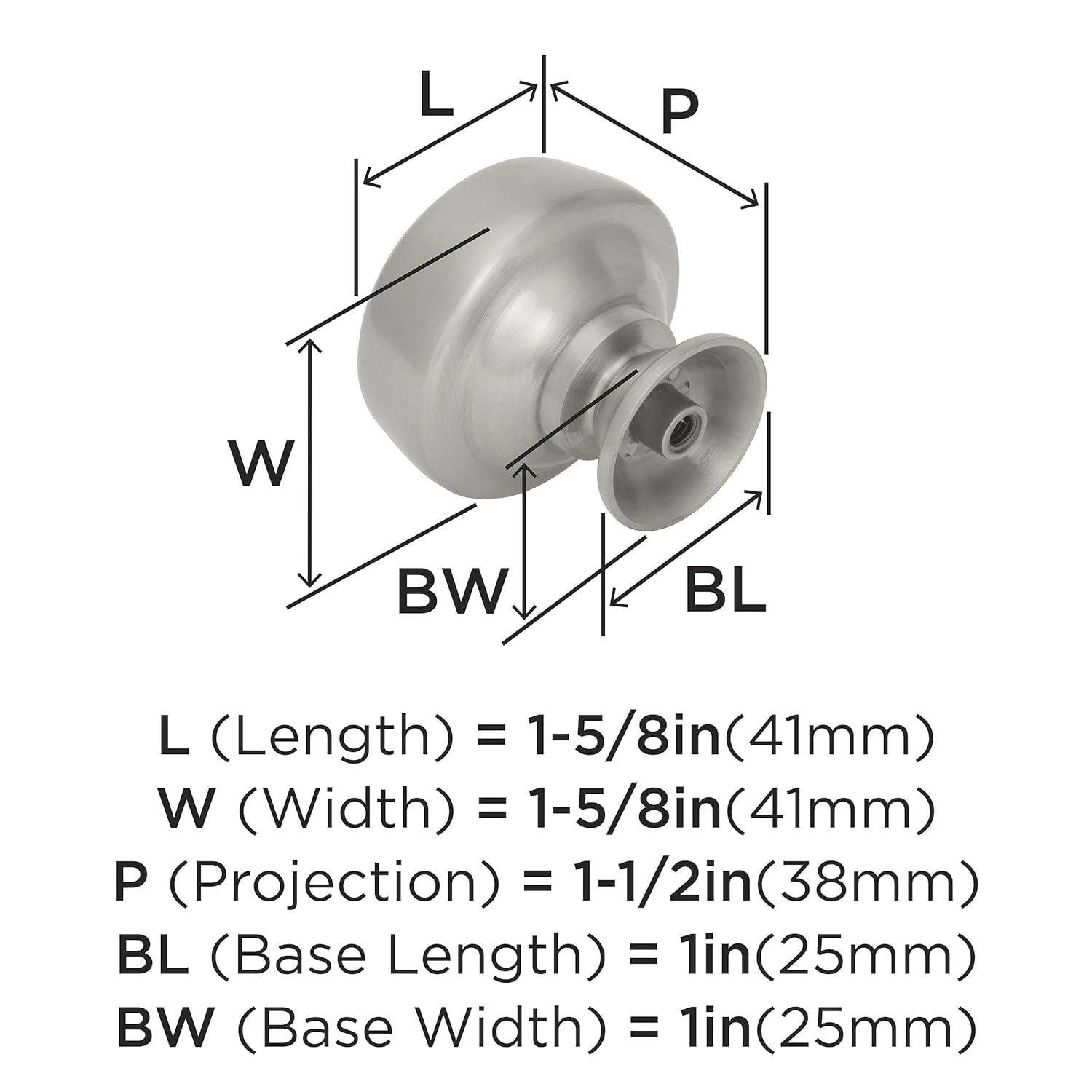 Amerock Kane 1-5/8 inch (41mm) Diameter Satin Nickel Cabinet Knob