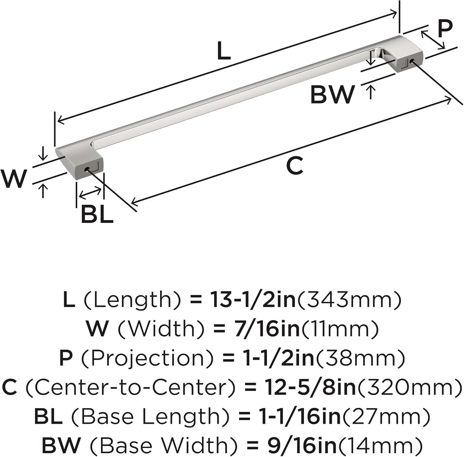 Amerock Riva 12-5/8 inch (320mm) Center-to-Center Polished Nickel Cabinet Pull