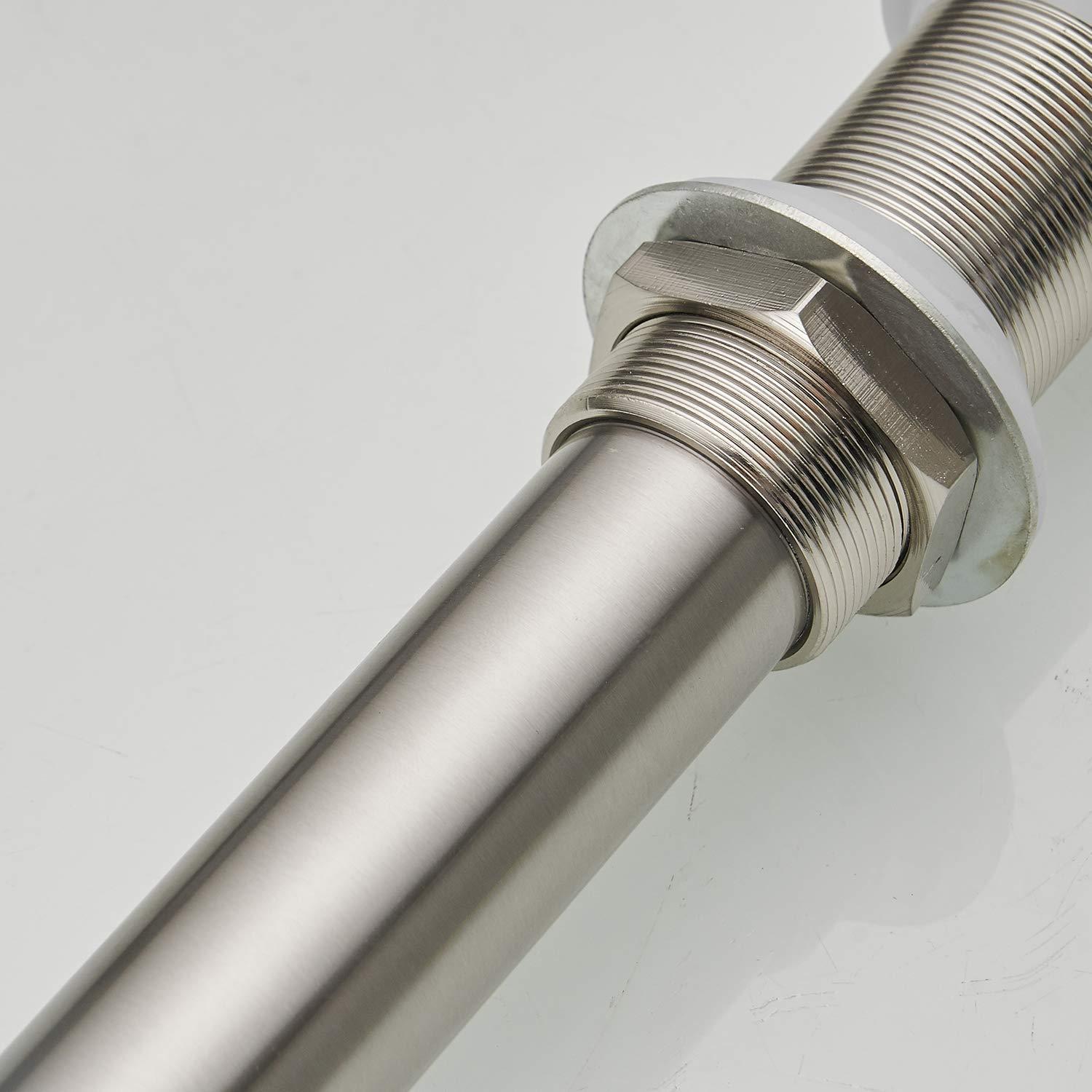 BWE Bathroom Sink Drain Bathroom Faucet Vessel Vanity Sink Drain Stopper Without Overflow Fits Bathroom Standard Sink Hole 1-1/2" to 1-3/4" Brushed Nickel