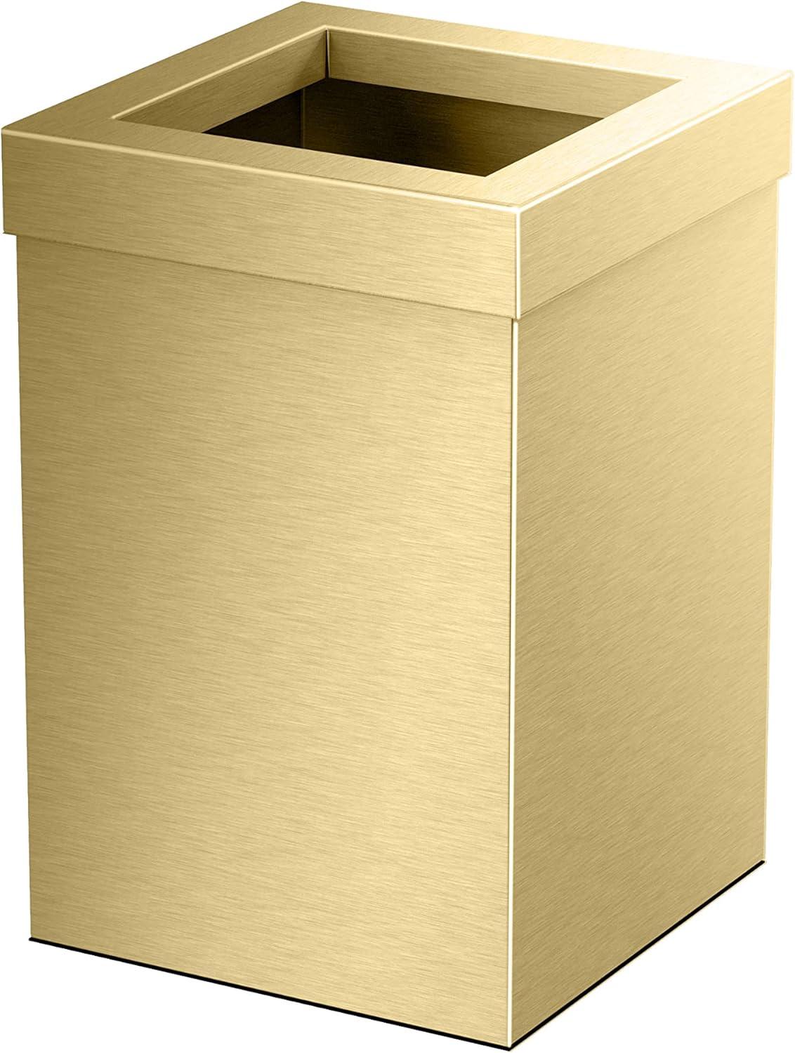 Elevate Stainless Steel 3-Gallon Wastebasket with Open Removable Lid |SquareOpen Top Trash Can with Padded Base