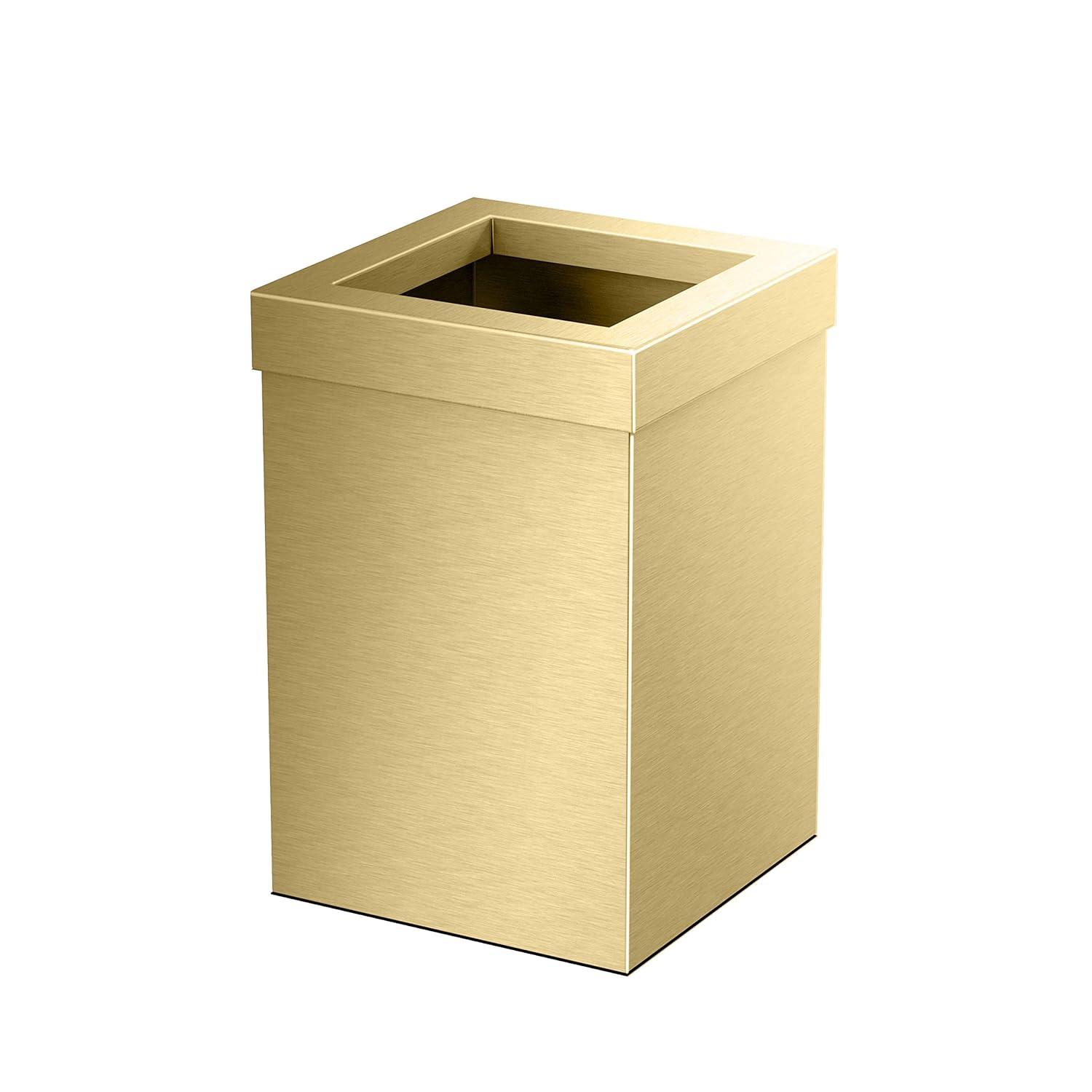 Elevate Stainless Steel 3-Gallon Wastebasket with Open Removable Lid |SquareOpen Top Trash Can with Padded Base