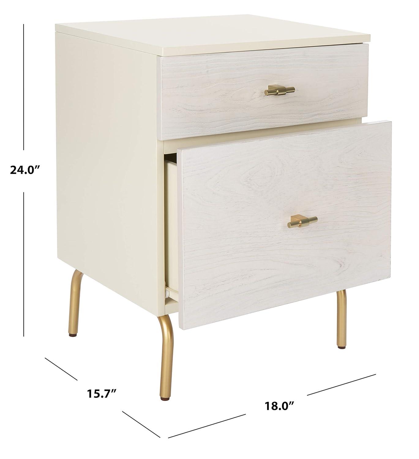 Genevieve 2 Drawer Nightstand - NST5002 - Cream/White Washed - Safavieh