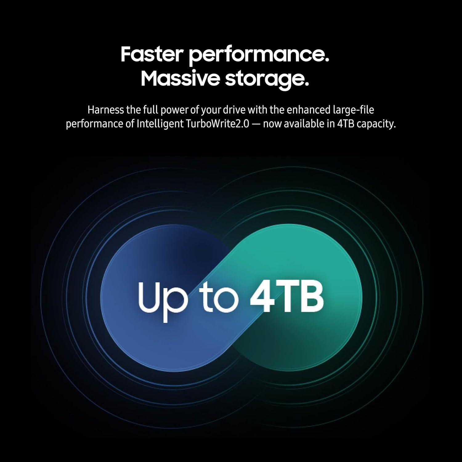 SAMSUNG 990 EVO PLUS SSD 4TB, PCIe Gen 4x4 | Gen 5x2 M.2 2280, Speeds Up-to 7,250 MB/s, Upgrade Storage for PC/Laptops, HMB Technology and Intelligent Turbowrite 2.0 (MZ-V9S4T0B/AM)