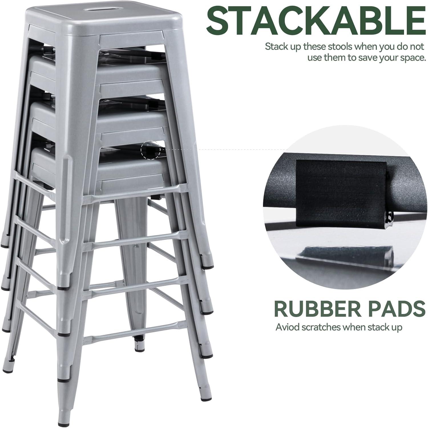 Williston Forge Kohki 24" Counter Stool Metal Bar Stools Counter Height Barstools Backless Indoor/Outdoor Bar Stools Kitchen Counter Stools Chairs(Set of 4)