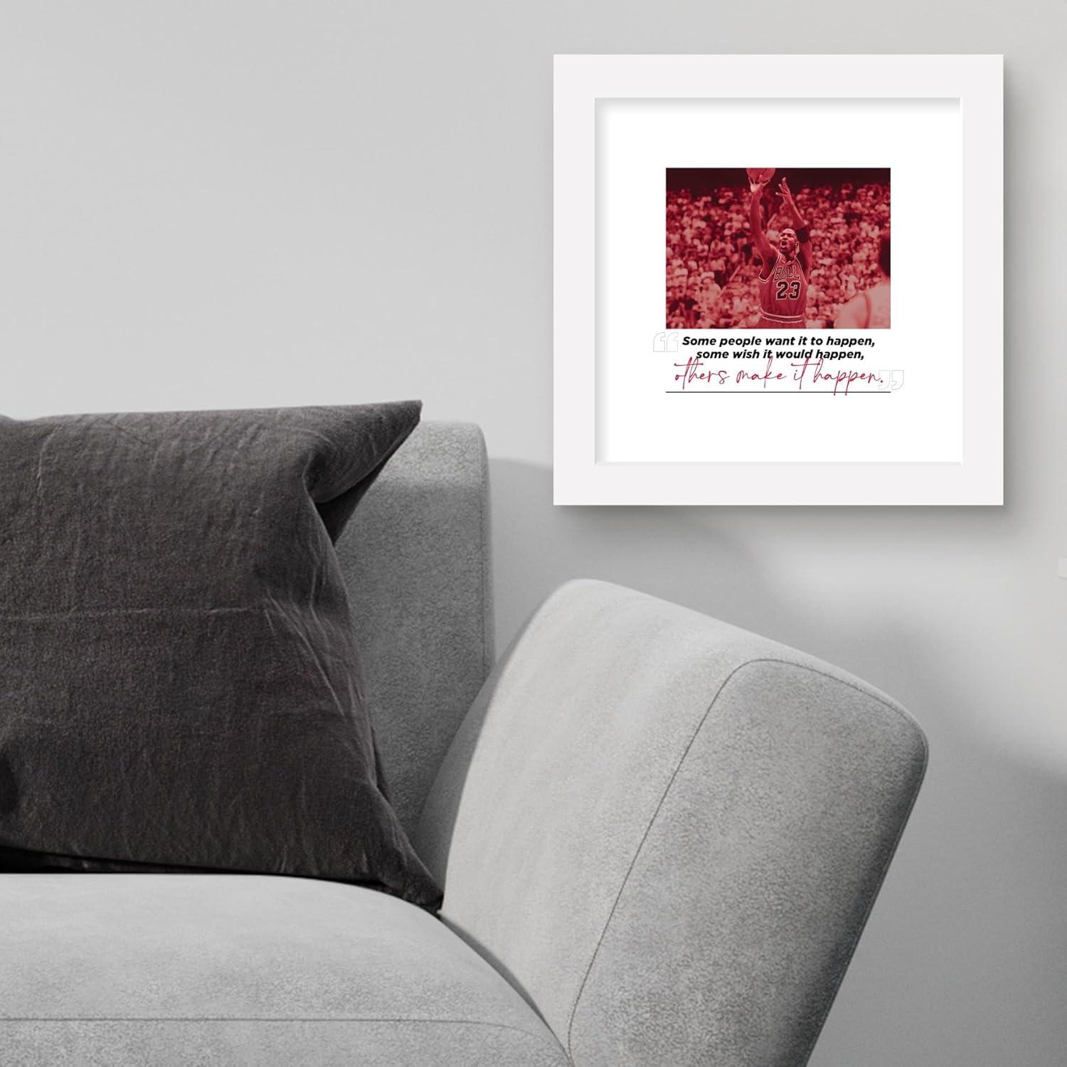 Gallery Pops Michael Jordan - Quote Make It Happen Wall Art, White Framed Version, 12" x 12"