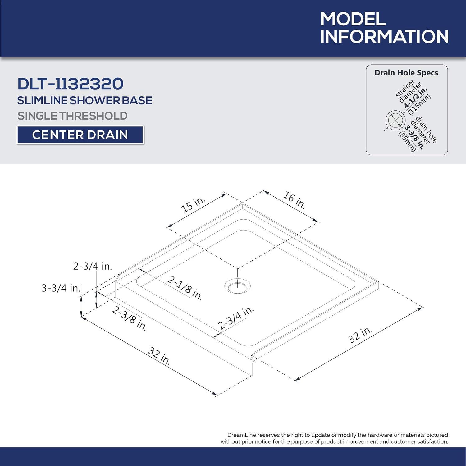 SlimLine 60" x 36" Biscuit Acrylic Rectangular Shower Base