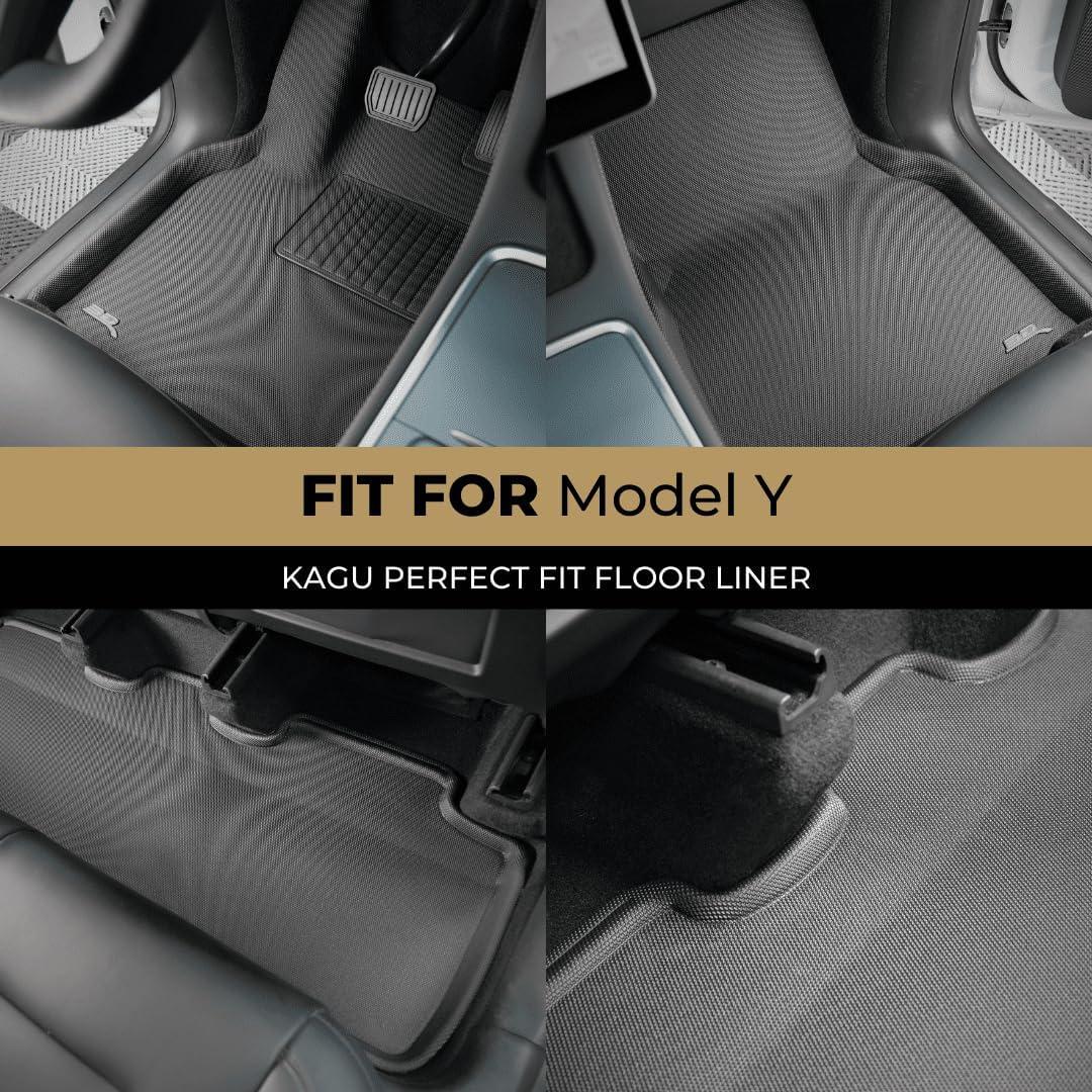 Black Thermoplastic Rubber 3D Custom Fit Car Floor Mats for Tesla Model Y