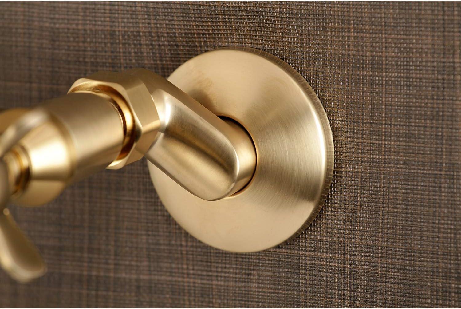 Essex 9" Traditional Brushed Brass Wall Mount Bathroom Faucet