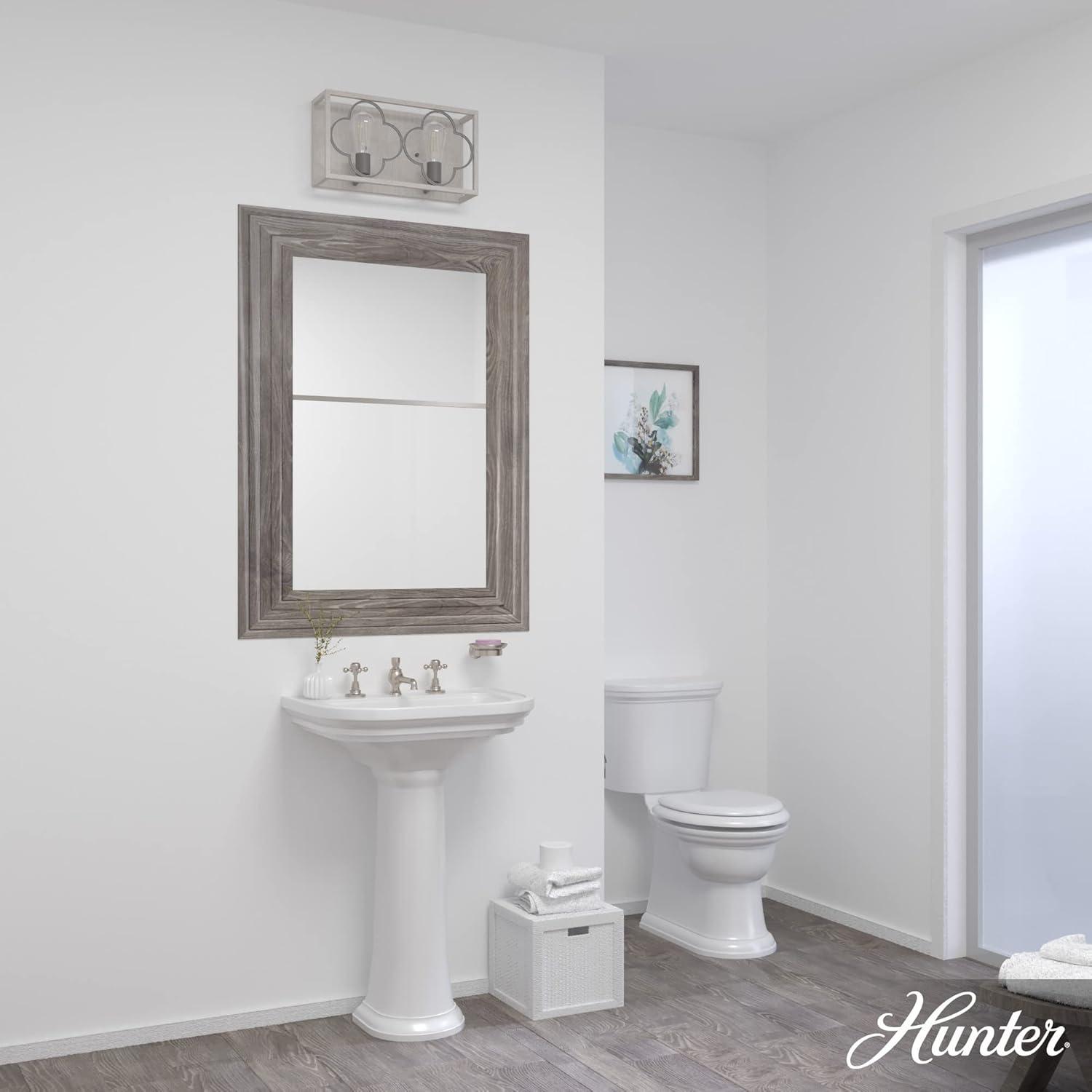 Hunter Fan Gablecrest 2 Light Flush Mount Bathroom Vanity Light Fixture