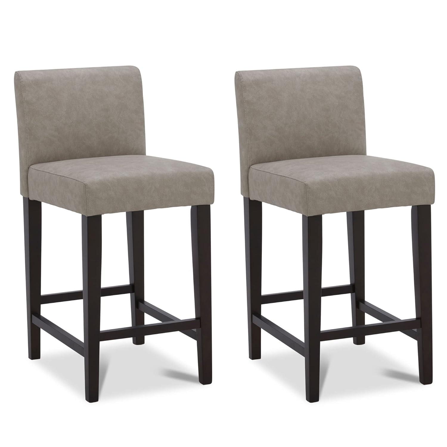 CHITA 25 inch Bar Stools Set of 2, Fabric in Fog Grey