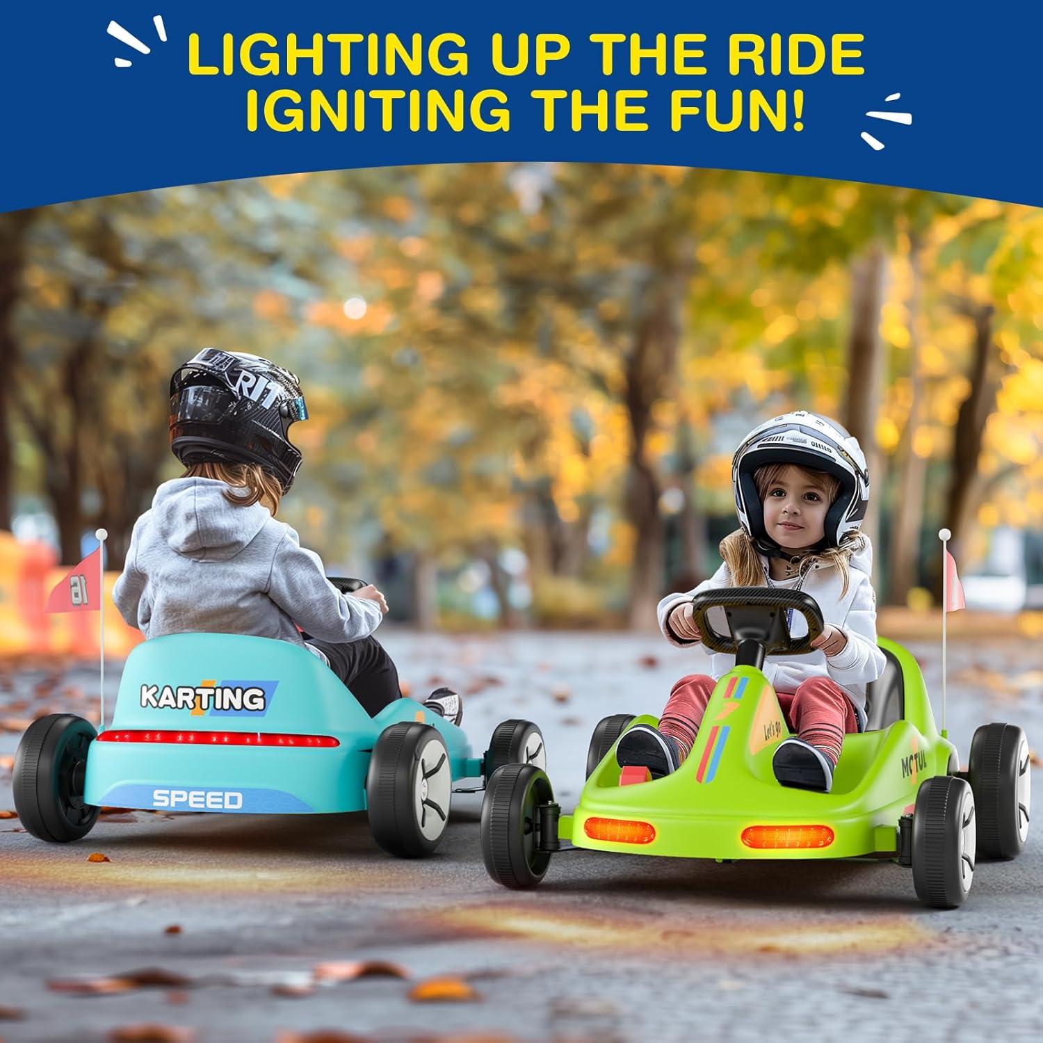 Tobbi 12v Kids Go Kart, Outdoor Battery Powered Ride On Car For Boys And Girls Aged 3-8, Childrens Electronic Toy Go Kart With 2 Speed Modes, Remote Control,bluetooth